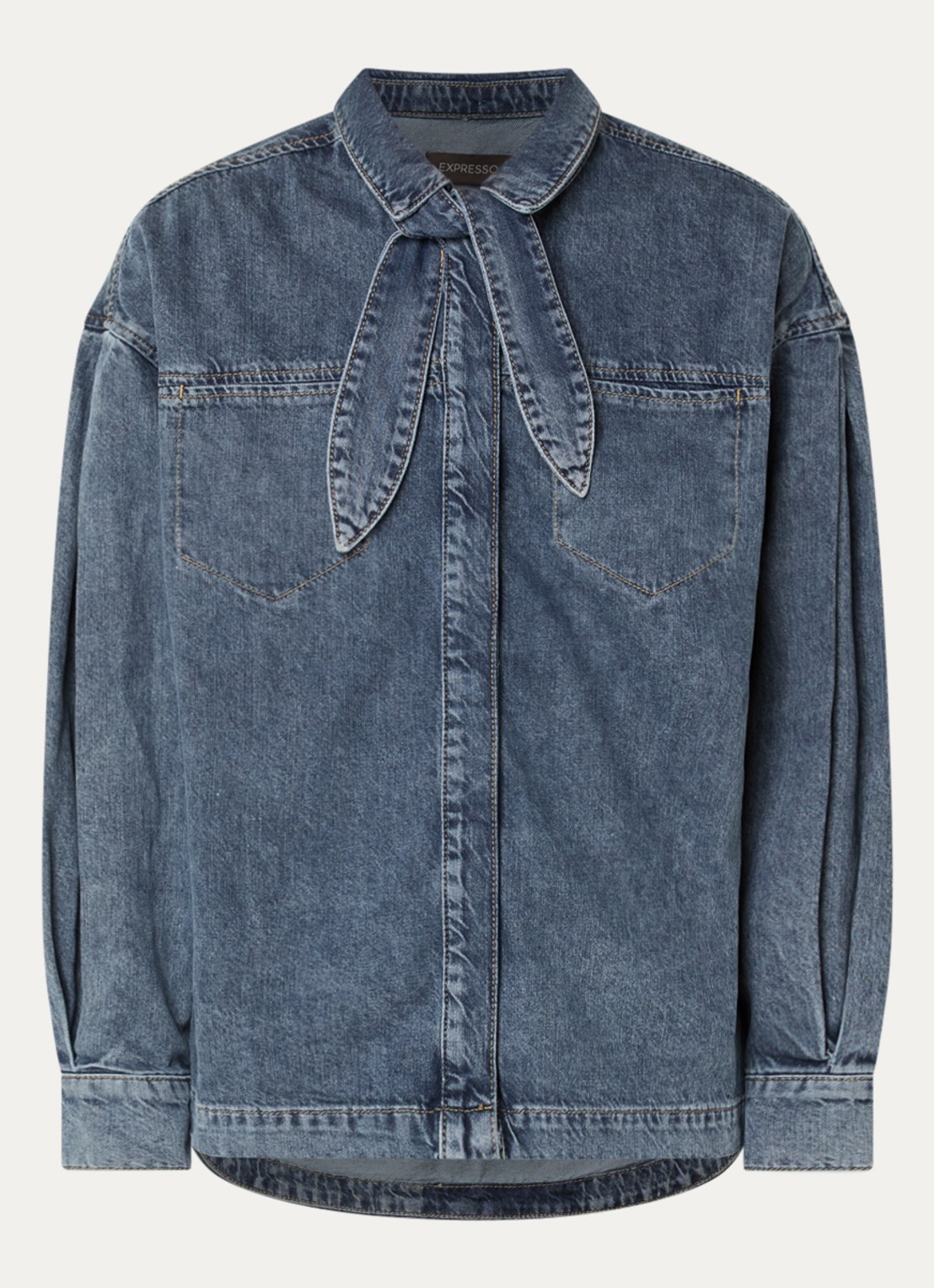 Expresso Spijkerblouse met borstzakken - voorkant 3 indigo