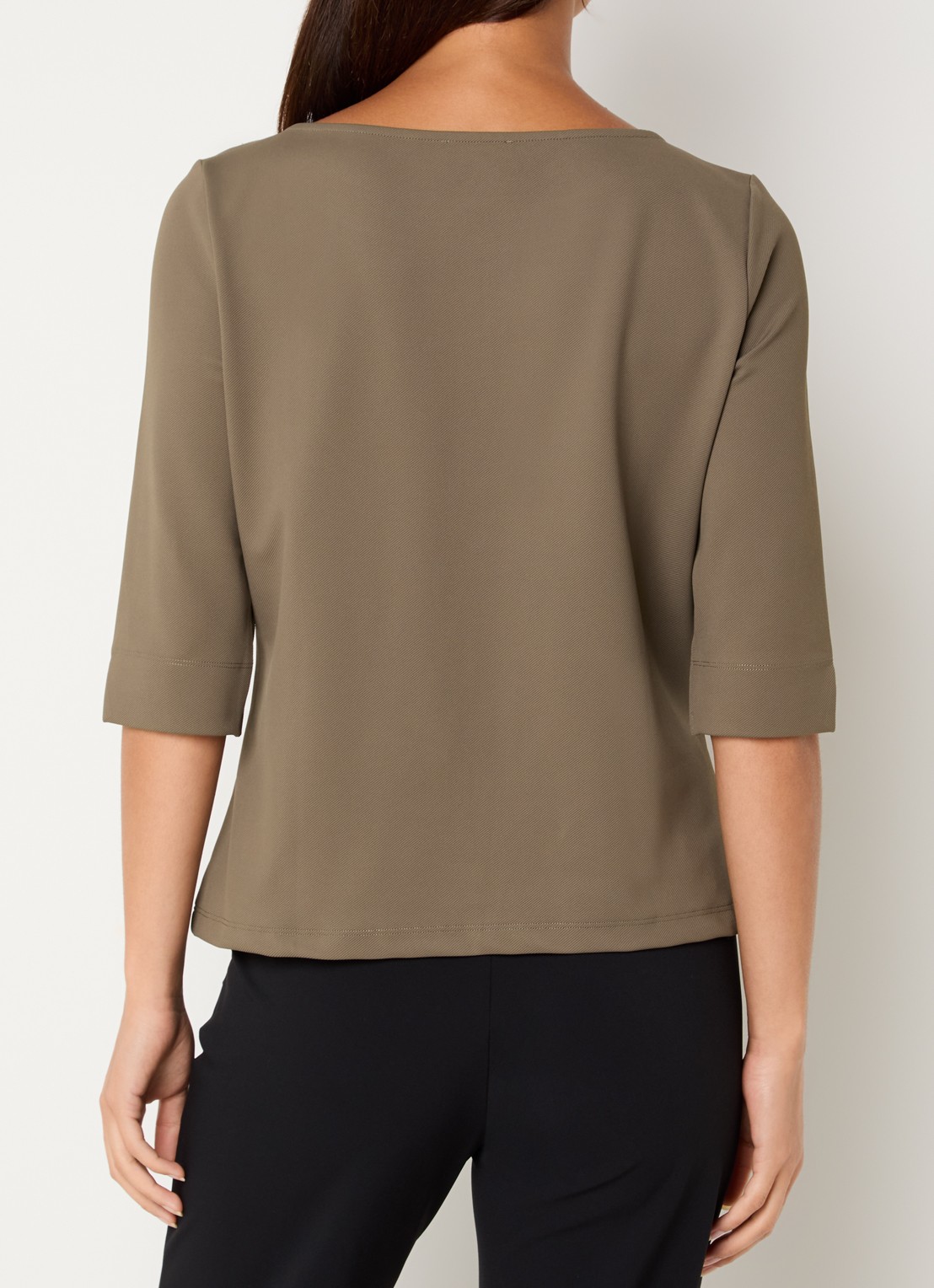 Expresso T-shirt met boothals - achterkant 2 mosgroen