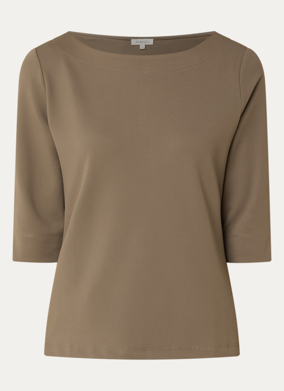 Expresso T-shirt met boothals - voorkant 3 mosgroen