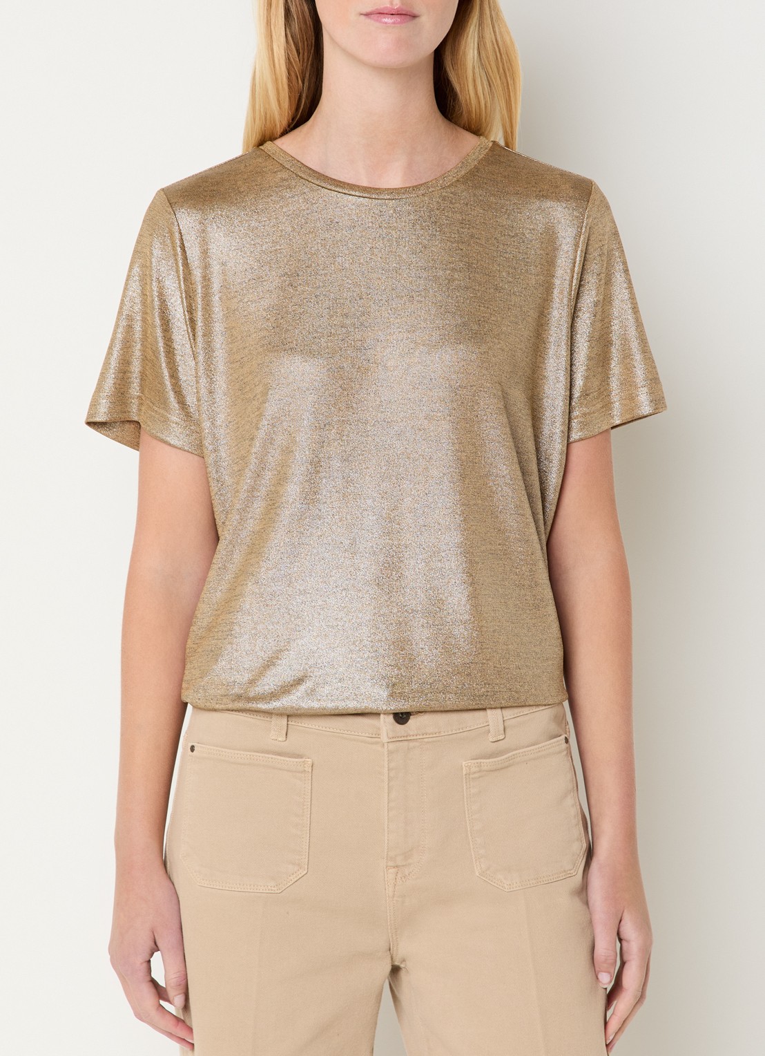 Expresso T-shirt met lurex - detail 4 lichtbruin