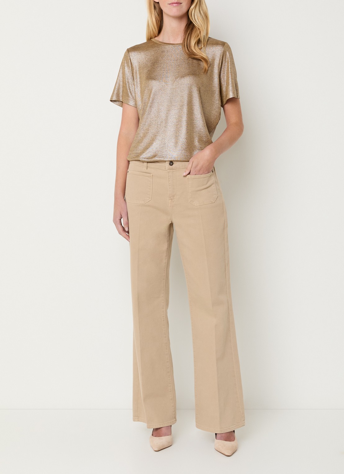Expresso T-shirt met lurex - voorkant 2 lichtbruin