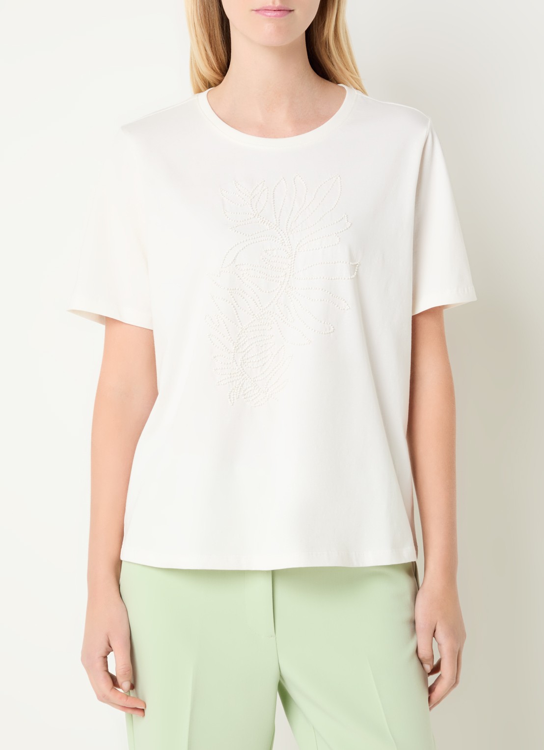 Expresso T-shirt met pailletten - detail wit