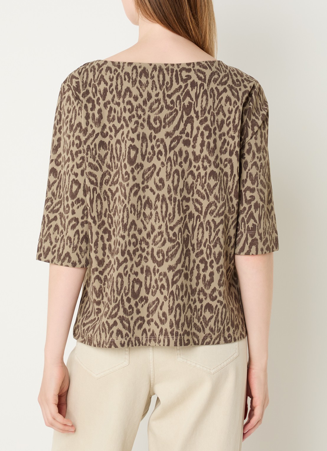 Expresso T-shirt met panterprint - achterkant 3 khaki