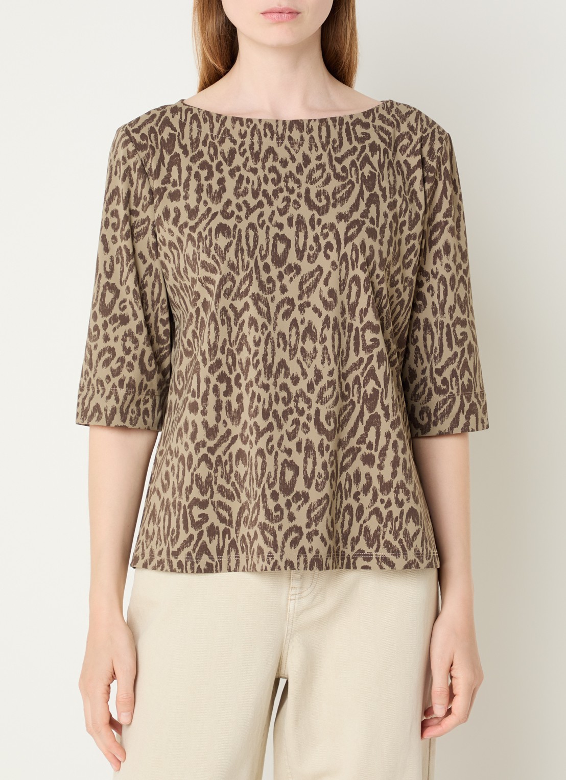Expresso T-shirt met panterprint - detail 4 khaki