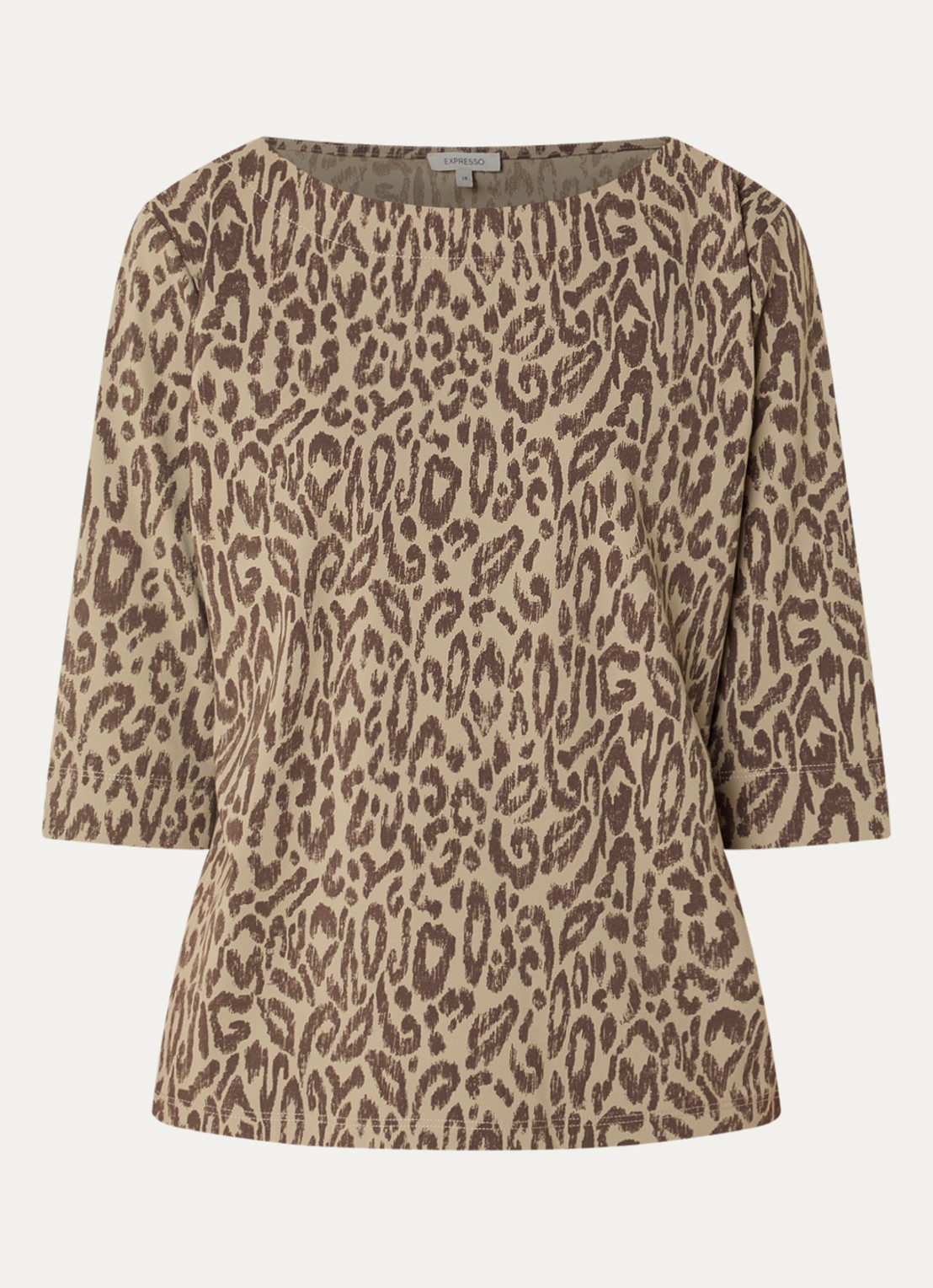 Expresso T-shirt met panterprint - voorkant khaki