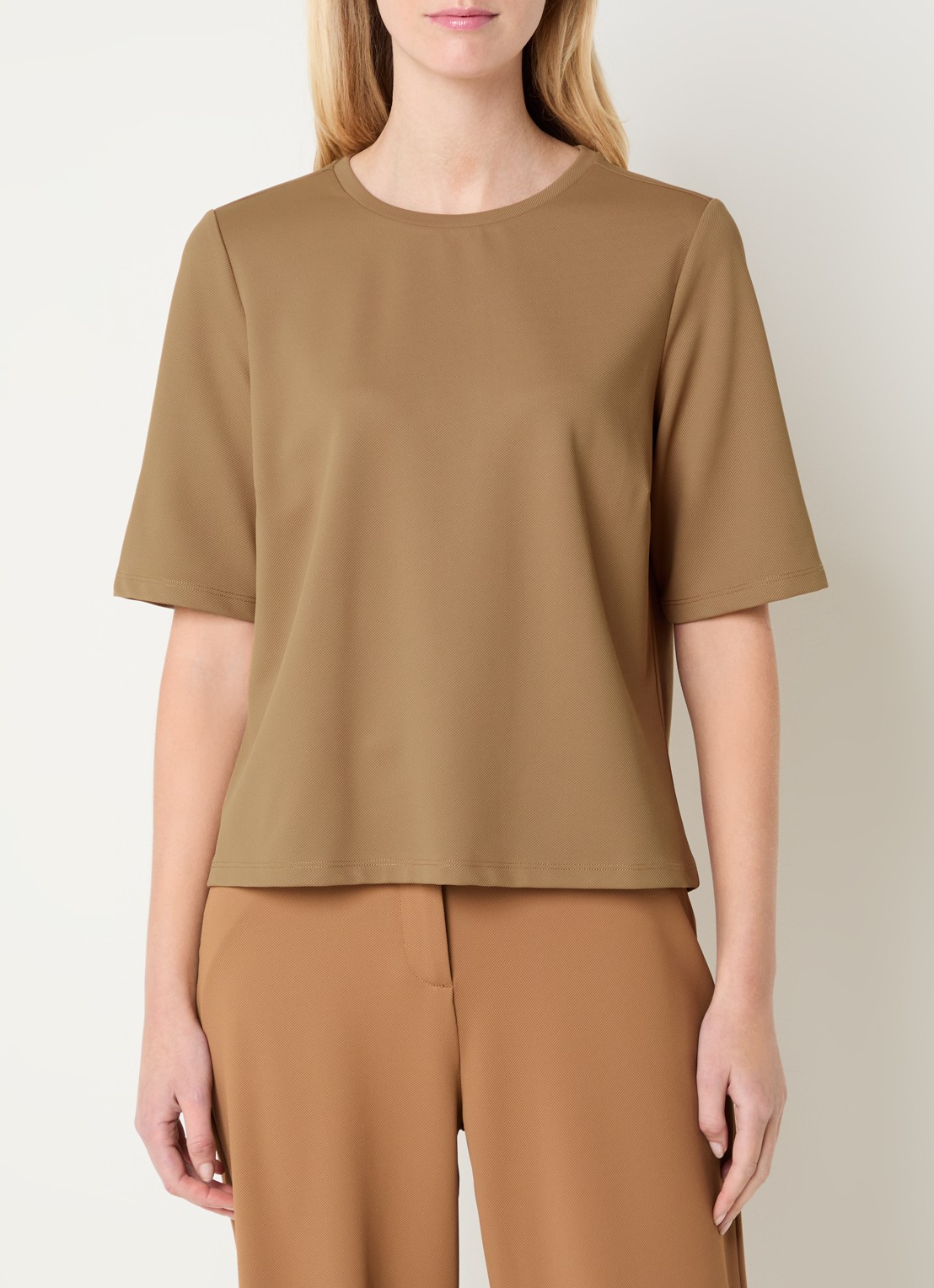 Expresso T-shirt met ronde hals - detail 4 camel