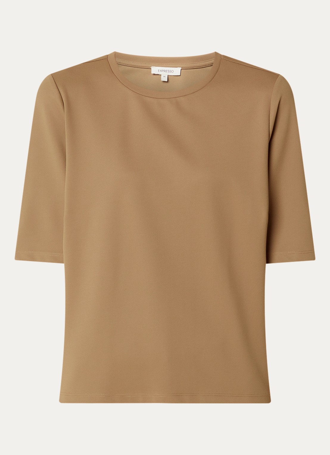 Expresso T-shirt met ronde hals - voorkant 2 camel