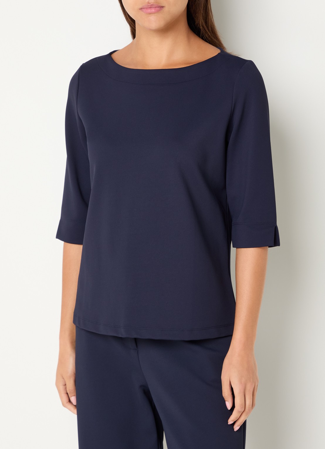 Expresso T-shirt met ronde hals - detail donkerblauw