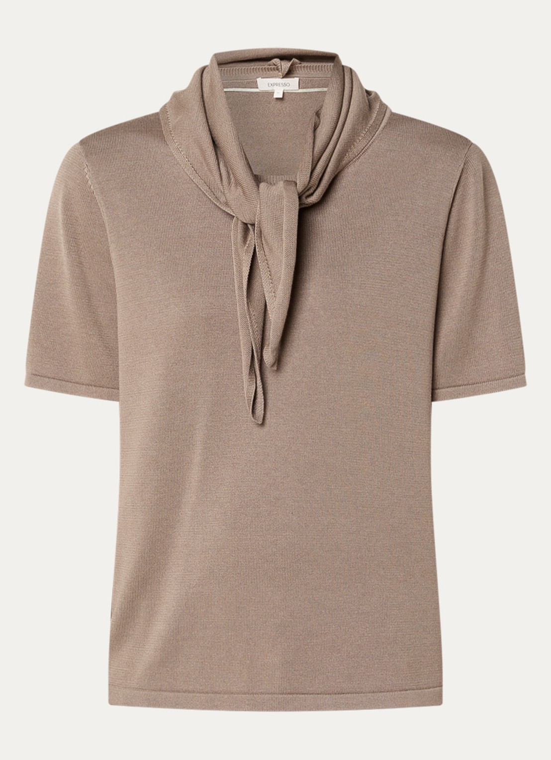 Expresso T-shirt met sjaalkraag - voorkant 3 zand