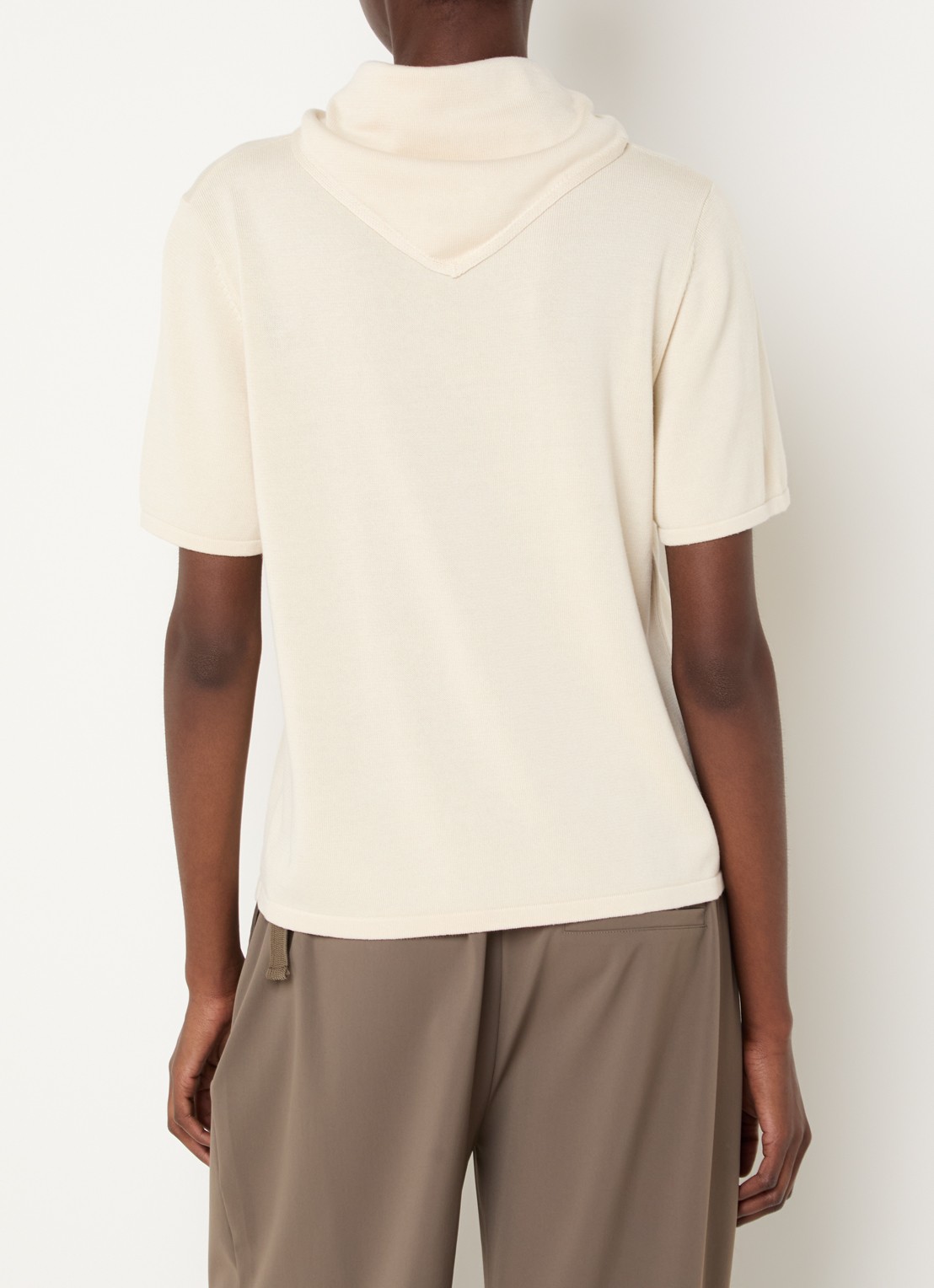 Expresso T-shirt met sjaalkraag - achterkant vanillegeel