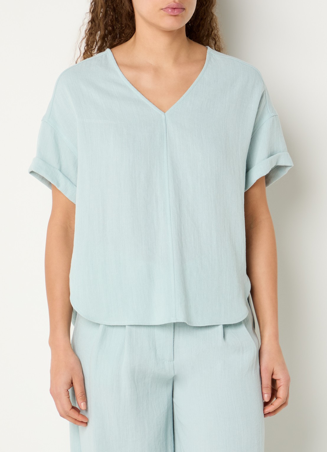 Expresso Top in linnenblend met vlindermouw - detail 4 mint