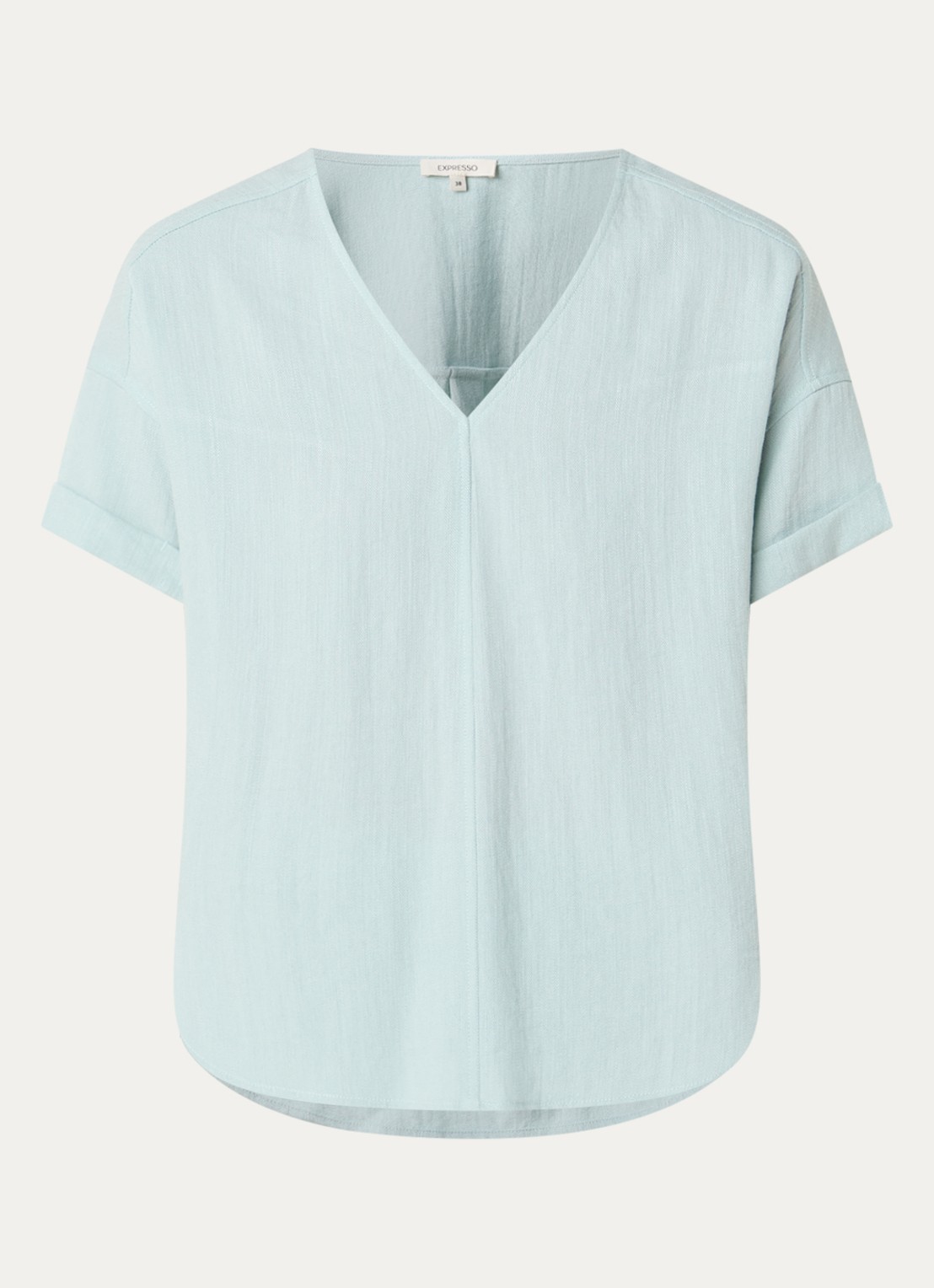 Expresso Top in linnenblend met vlindermouw - voorkant 2 mint
