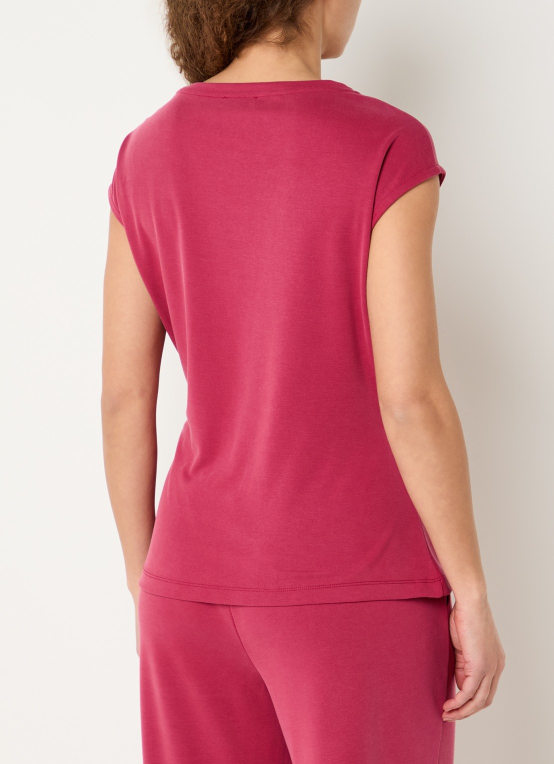 Expresso Top met knoopdetail - achterkant 2 kersenrood