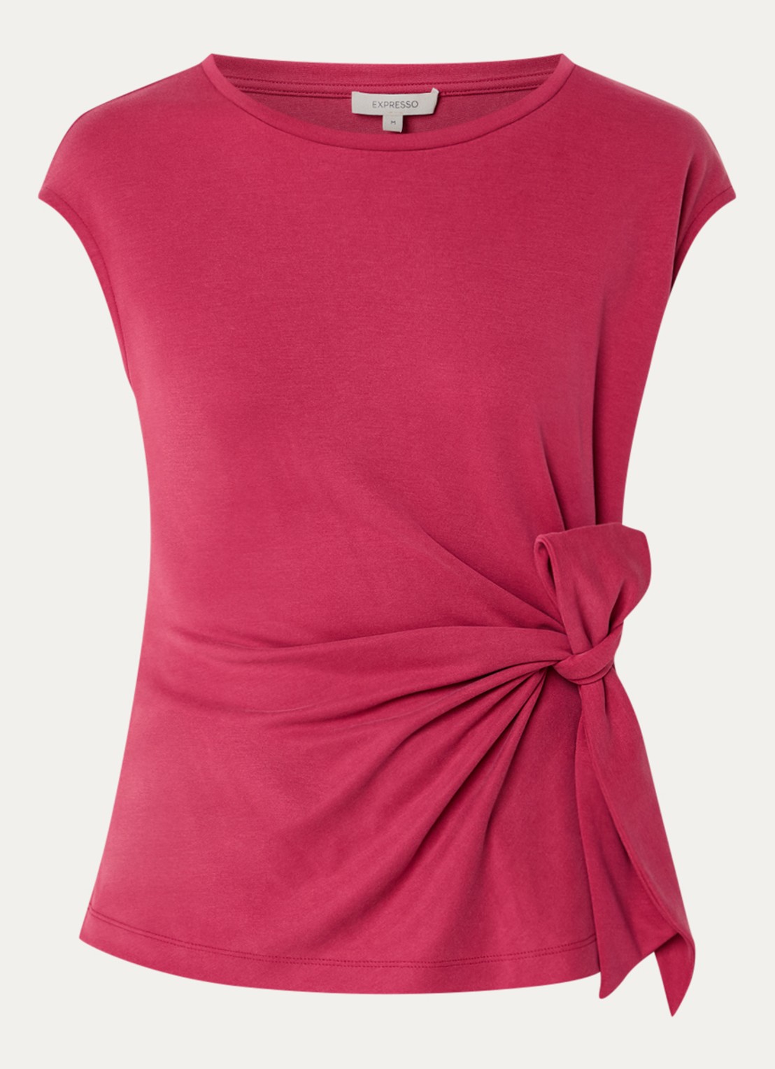 Expresso Top met knoopdetail - voorkant 3 kersenrood