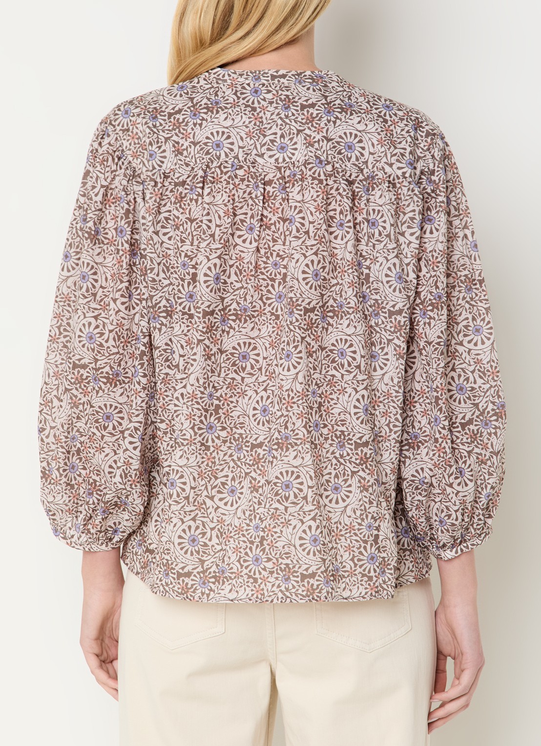 Expresso Tuniek met bloemenprint - achterkant beige