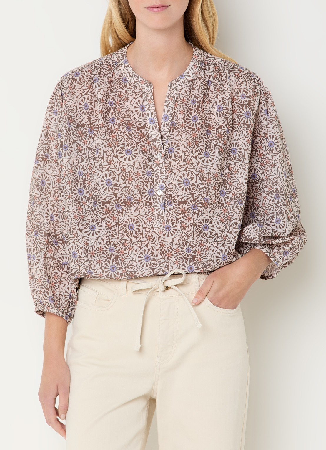 Expresso Tuniek met bloemenprint - detail 2 beige