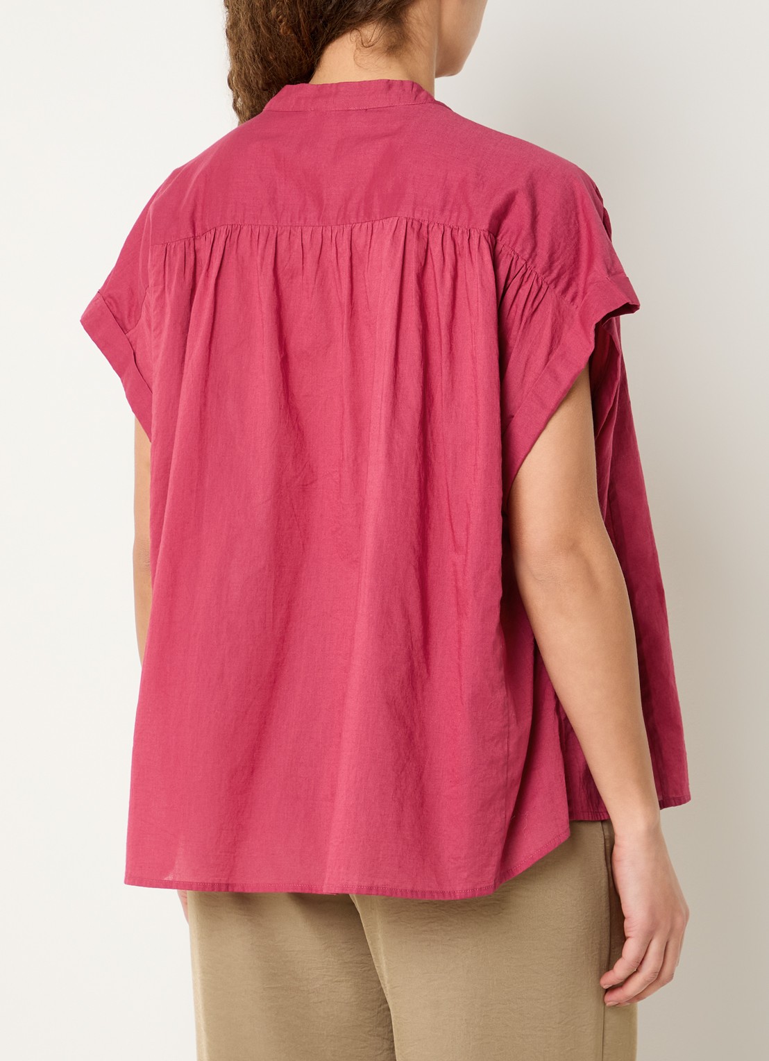 Expresso Tuniek met V-hals en plooidetail - achterkant 3 kersenrood