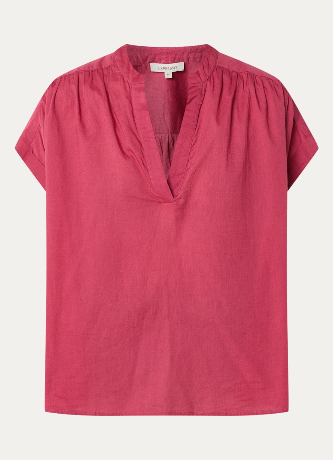 Expresso Tuniek met V-hals en plooidetail - voorkant kersenrood