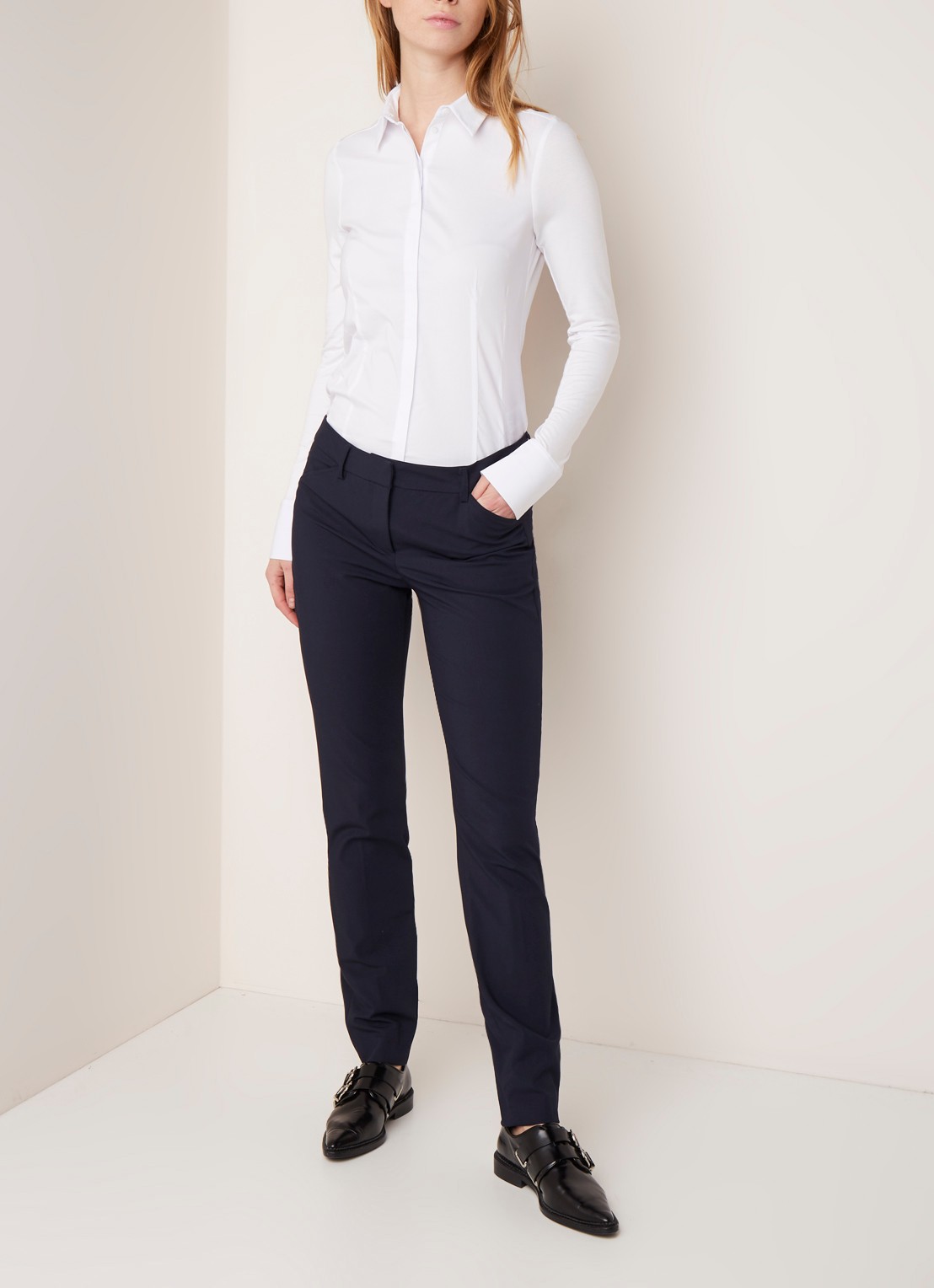 Expresso Xani blouse met jersey mouw - voorkant wit