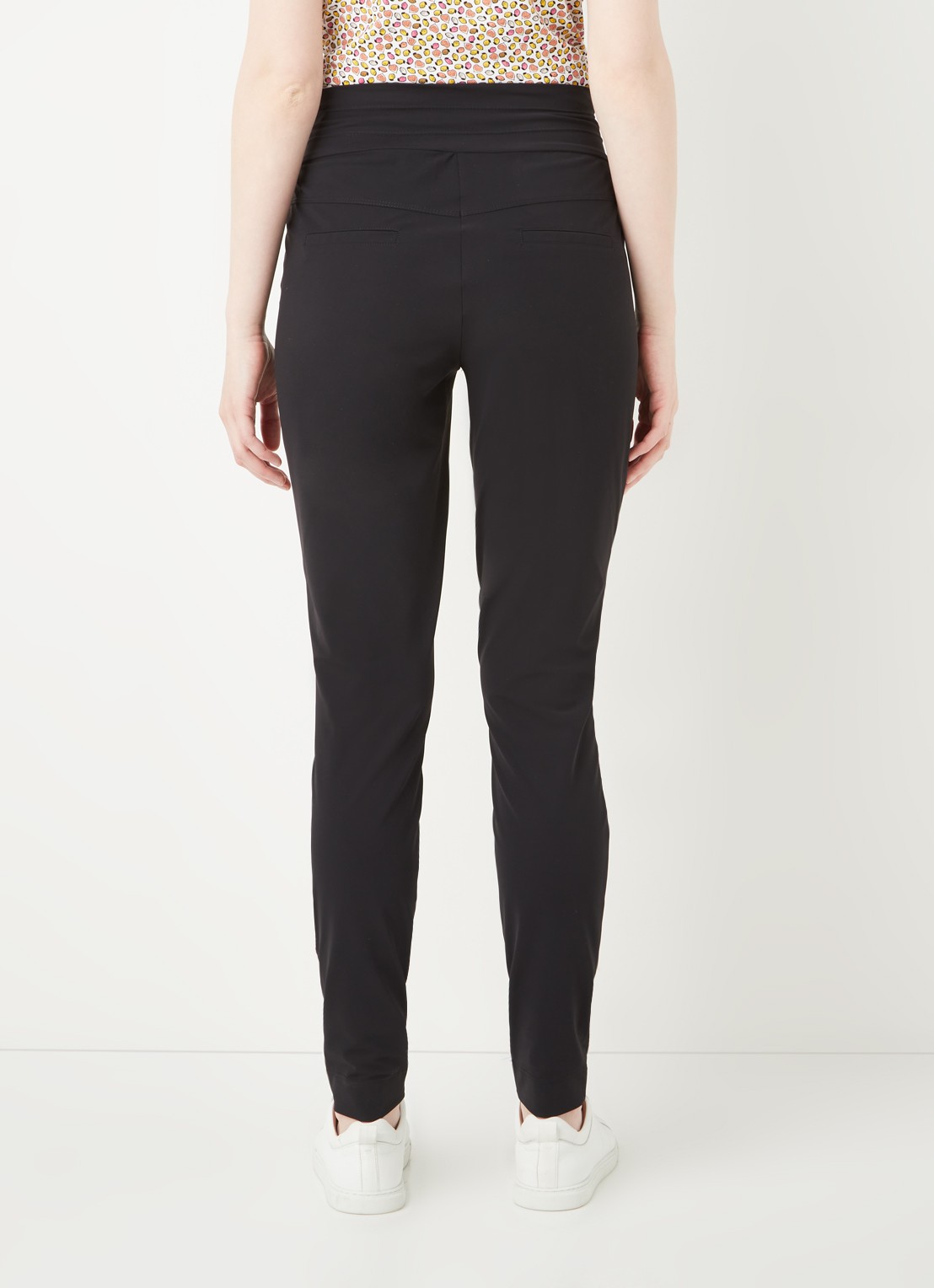 Expresso Xarah high waist slim fit pantalon van travel jersey - achterkant 4 zwart