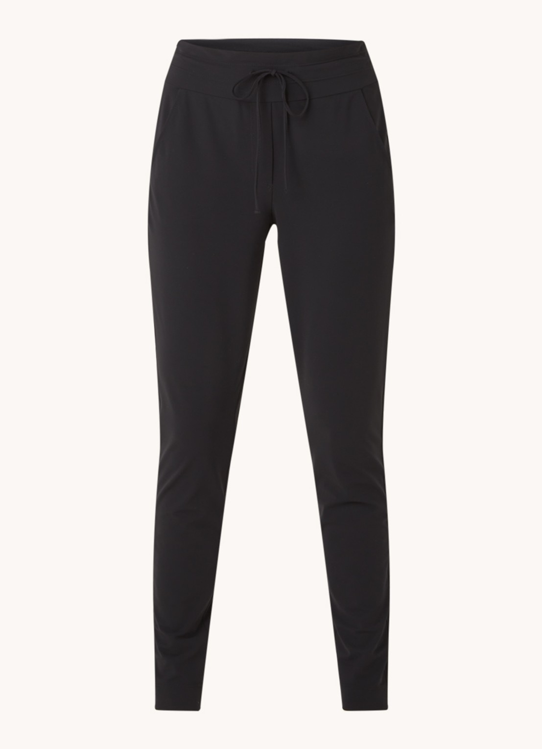 Expresso Xarah high waist slim fit pantalon van travel jersey - voorkant zwart