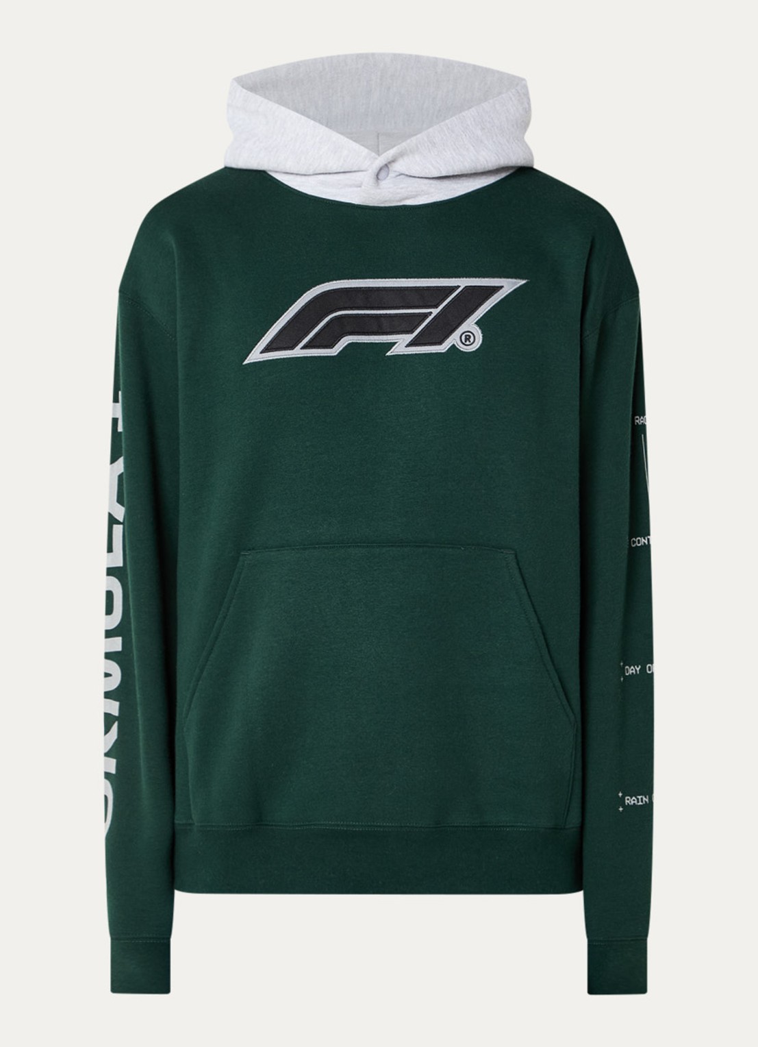 F1 All Hands hoodie met logo- en backprint - voorkant groen