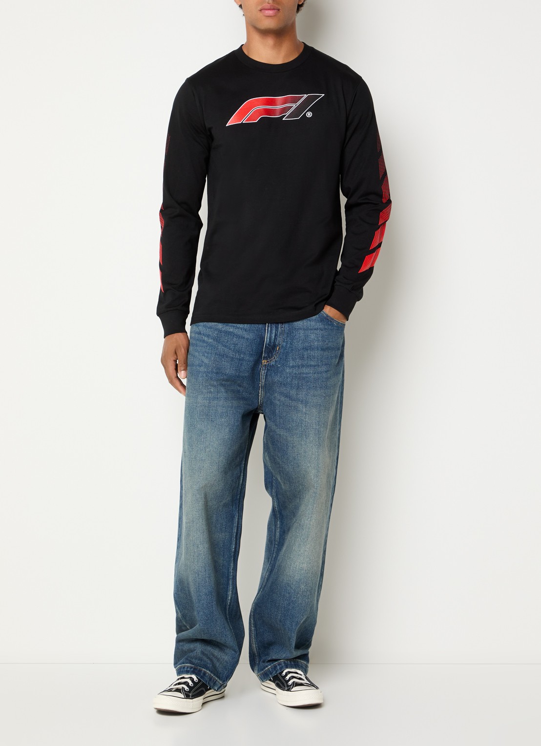 F1 Victory longsleeve met logo- en backprint - voorkant 3 zwart