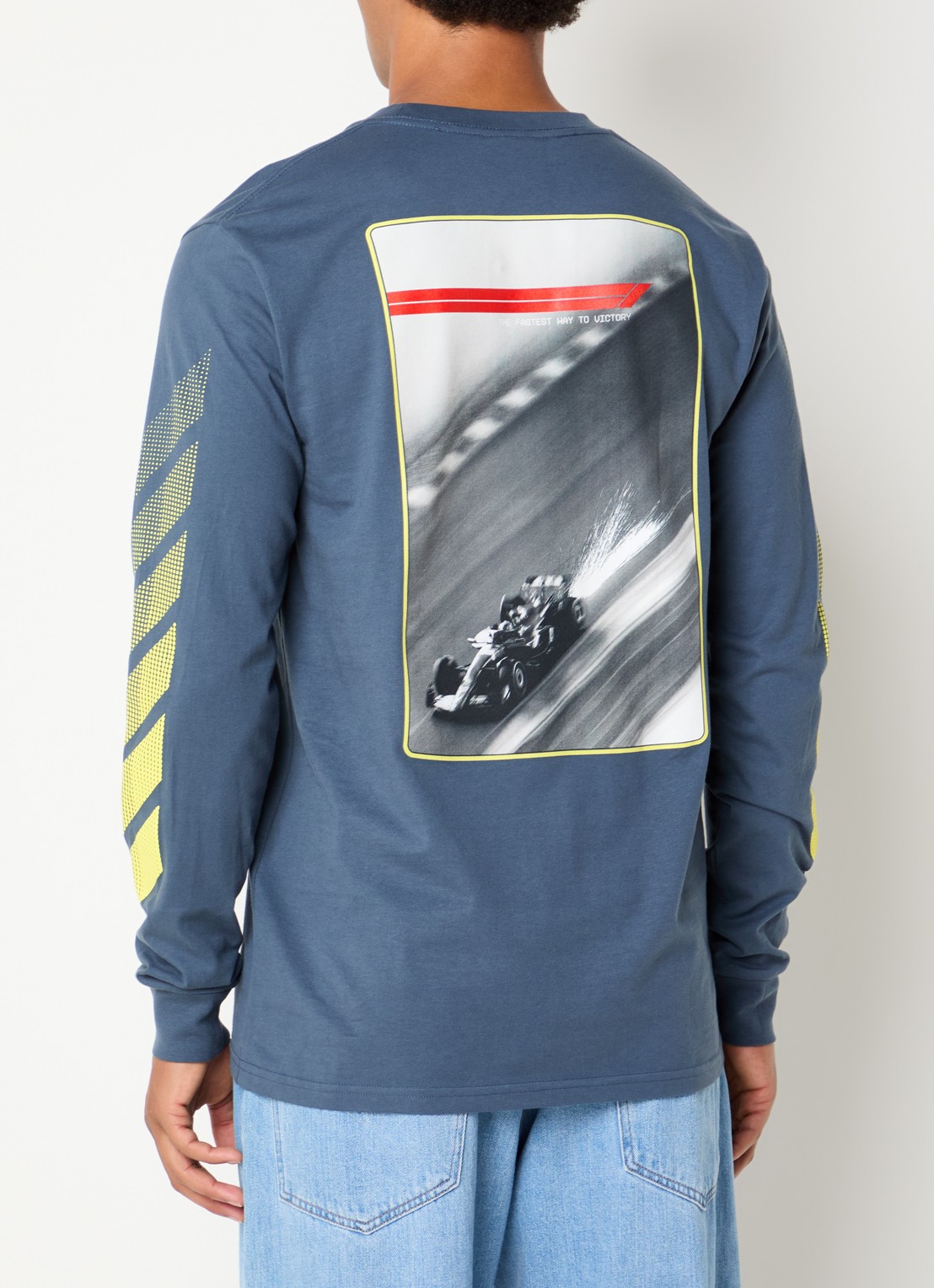 F1 Victory longsleeve met logo- en backprint - detail staalblauw