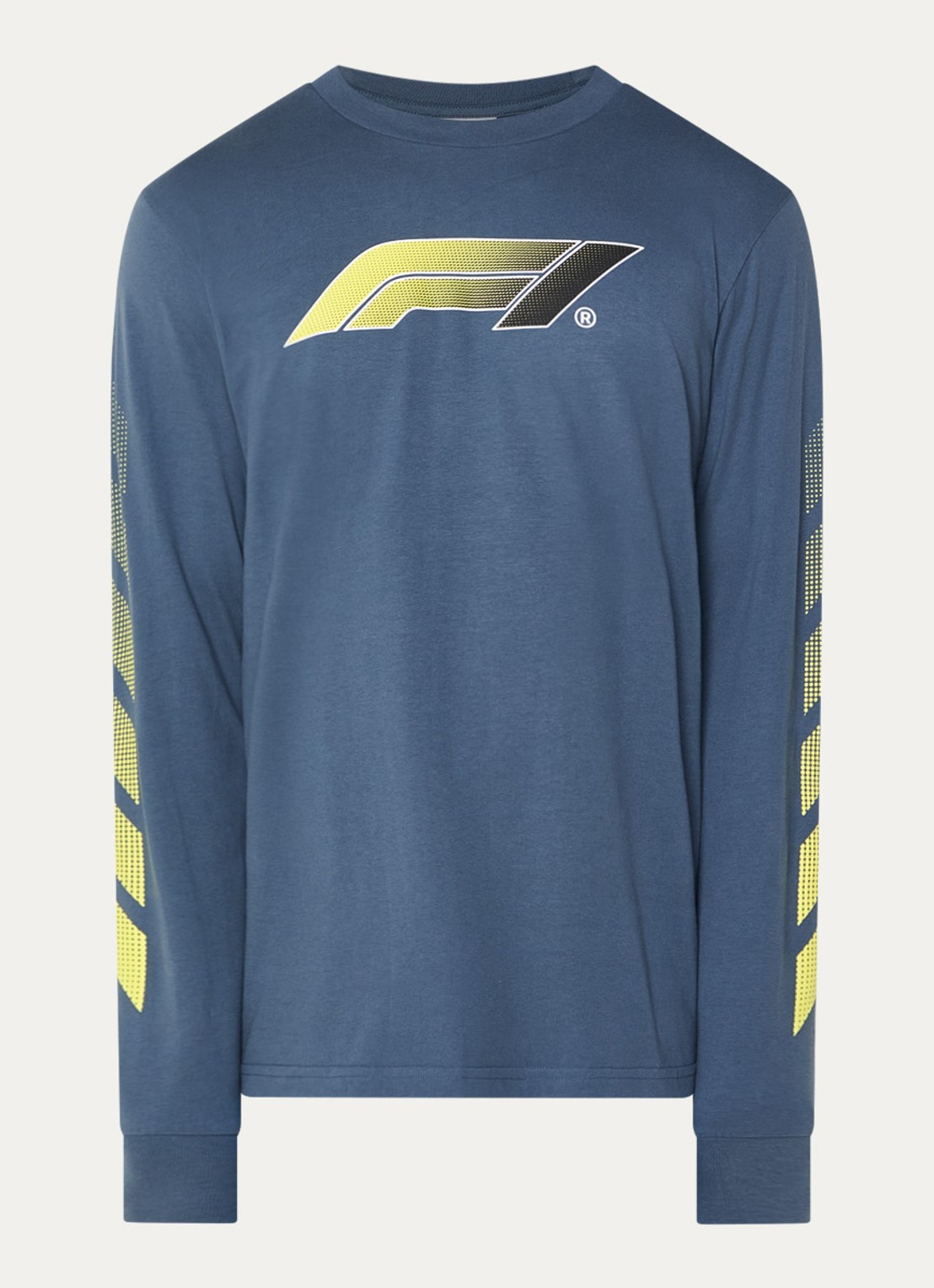 F1 Victory longsleeve met logo- en backprint - voorkant 3 staalblauw