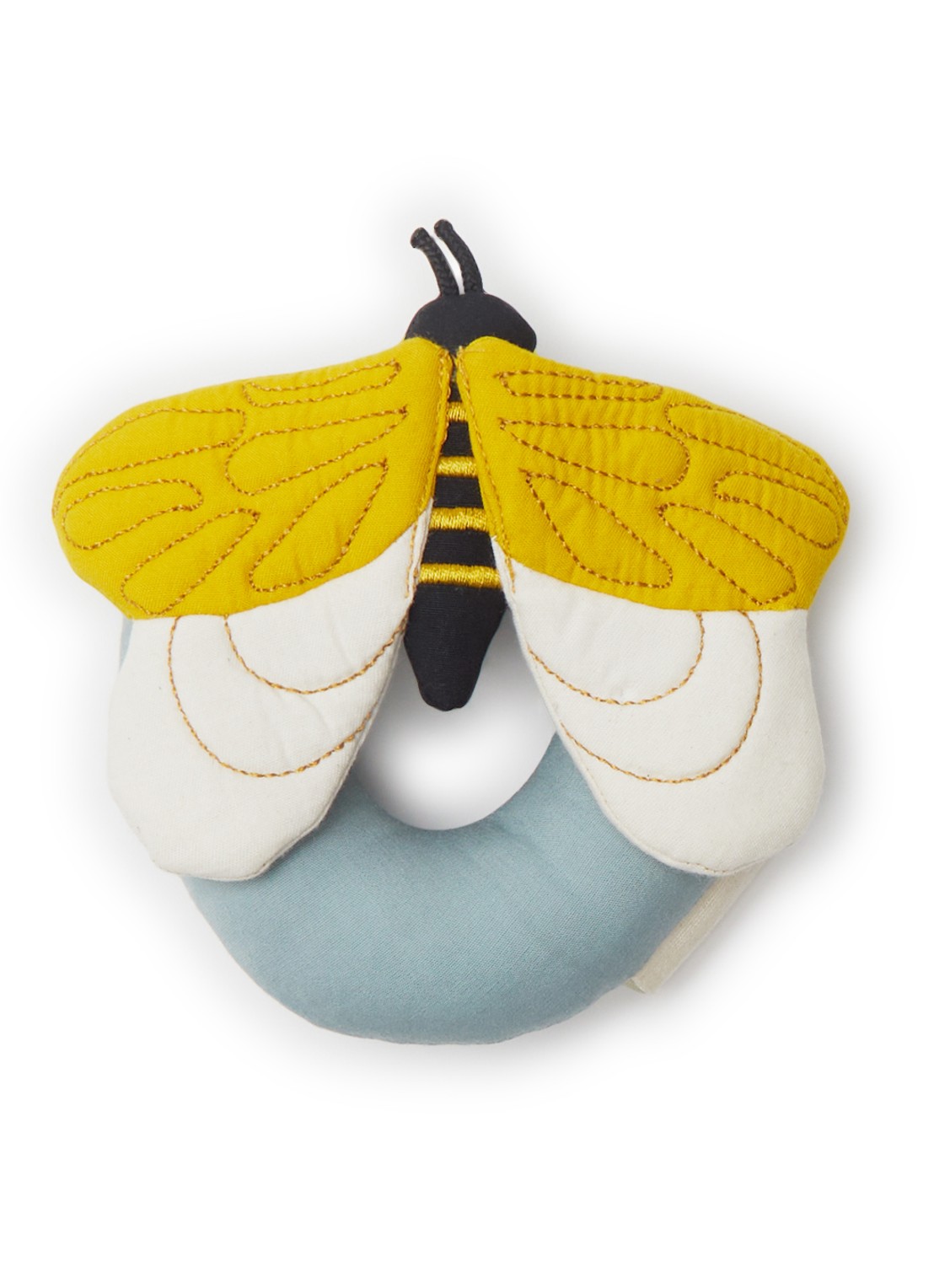 Fabelab Bee knuffel rammelaar 14 cm - voorkant lichtblauw