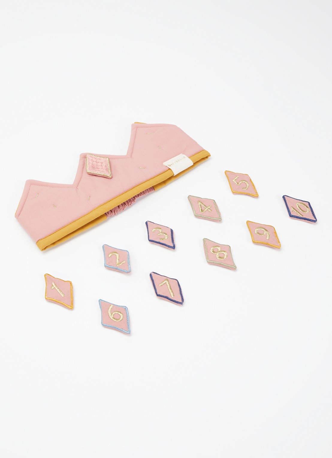 Fabelab Celebration Crown Baby hoed met applicatie - voorkant 2 oudroze