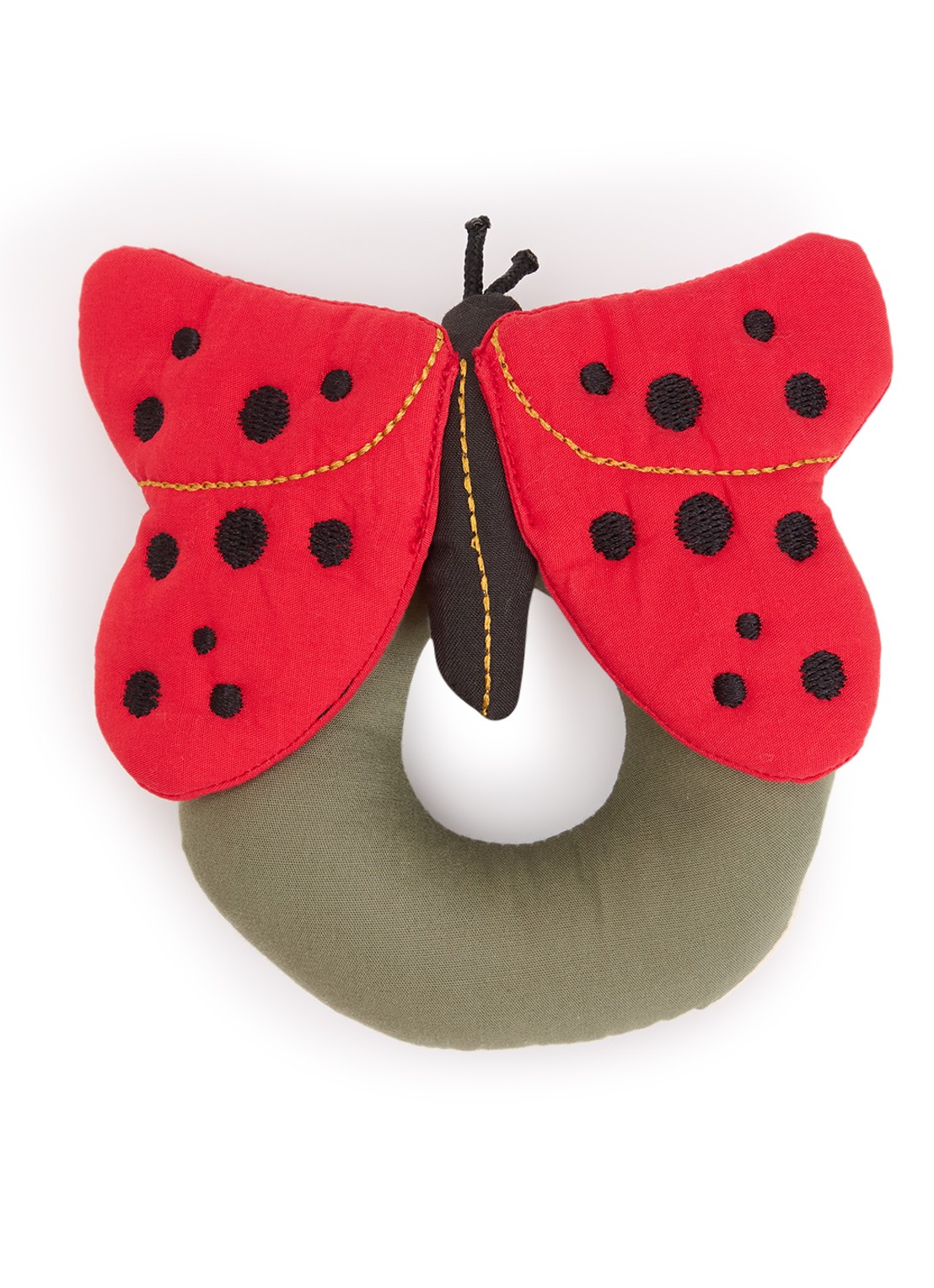 Fabelab Ladybug rammelaar 13 cm - voorkant rood