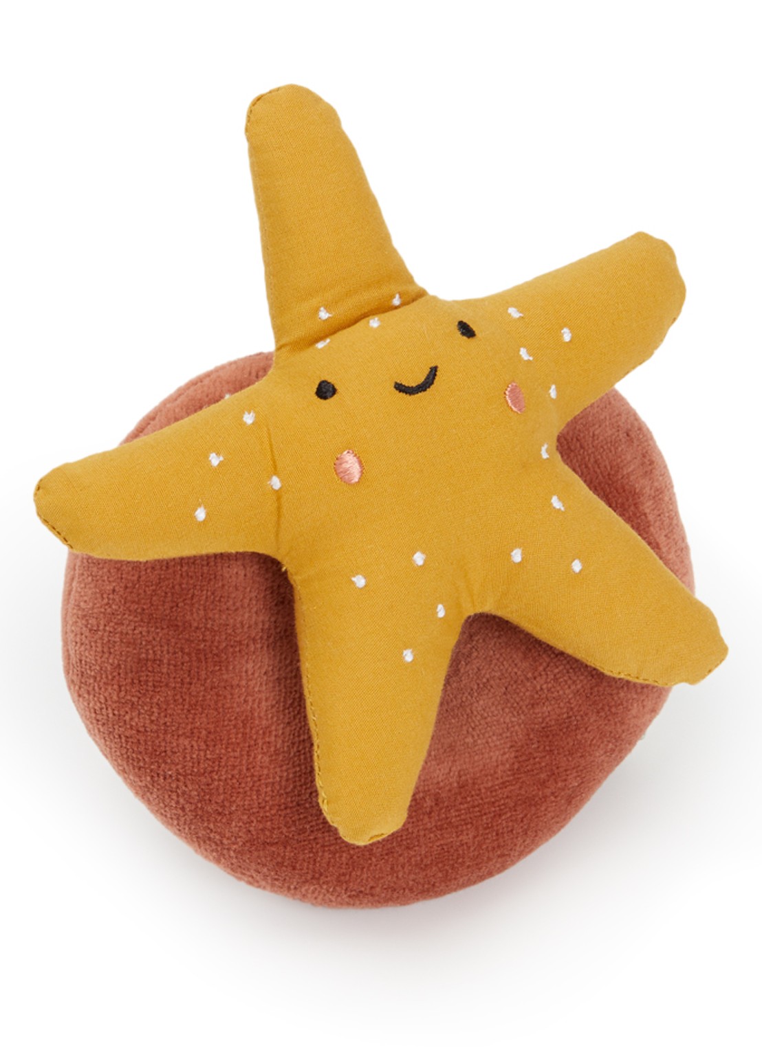 Fabelab Starfish knuffel rammelaar 18 cm - voorkant mosterd