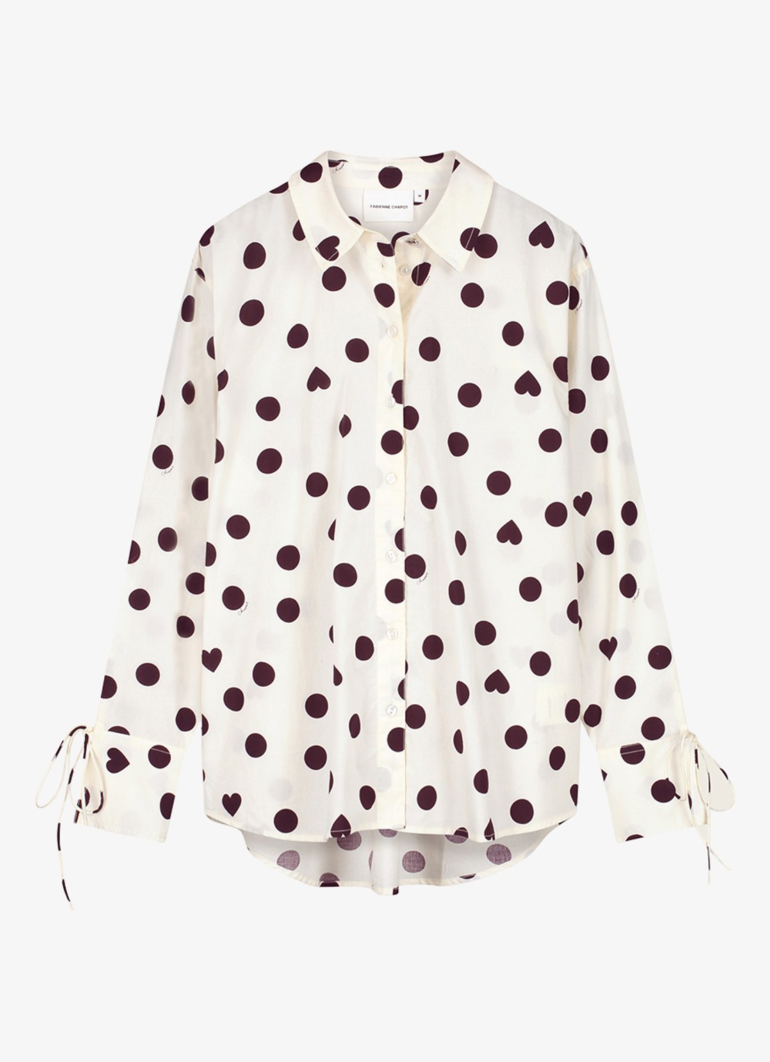 Fabienne Chapot Ada blouse met stippenprint - voorkant 3 gebroken wit