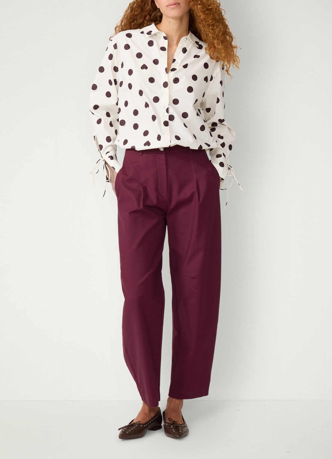 Fabienne Chapot Ada blouse met stippenprint - voorkant 4 gebroken wit