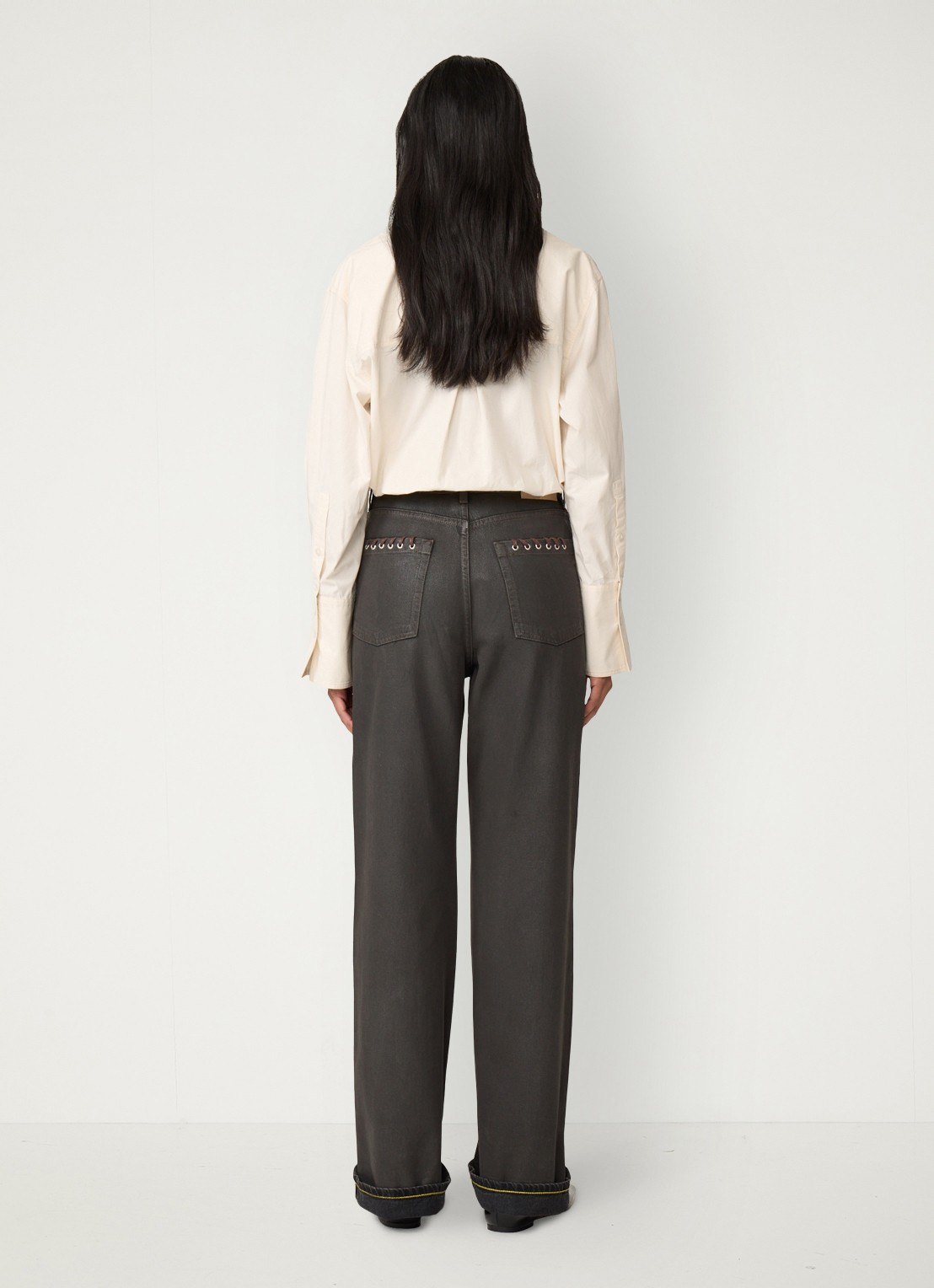 Fabienne Chapot Alex blouse met applicatie - achterkant gebroken wit