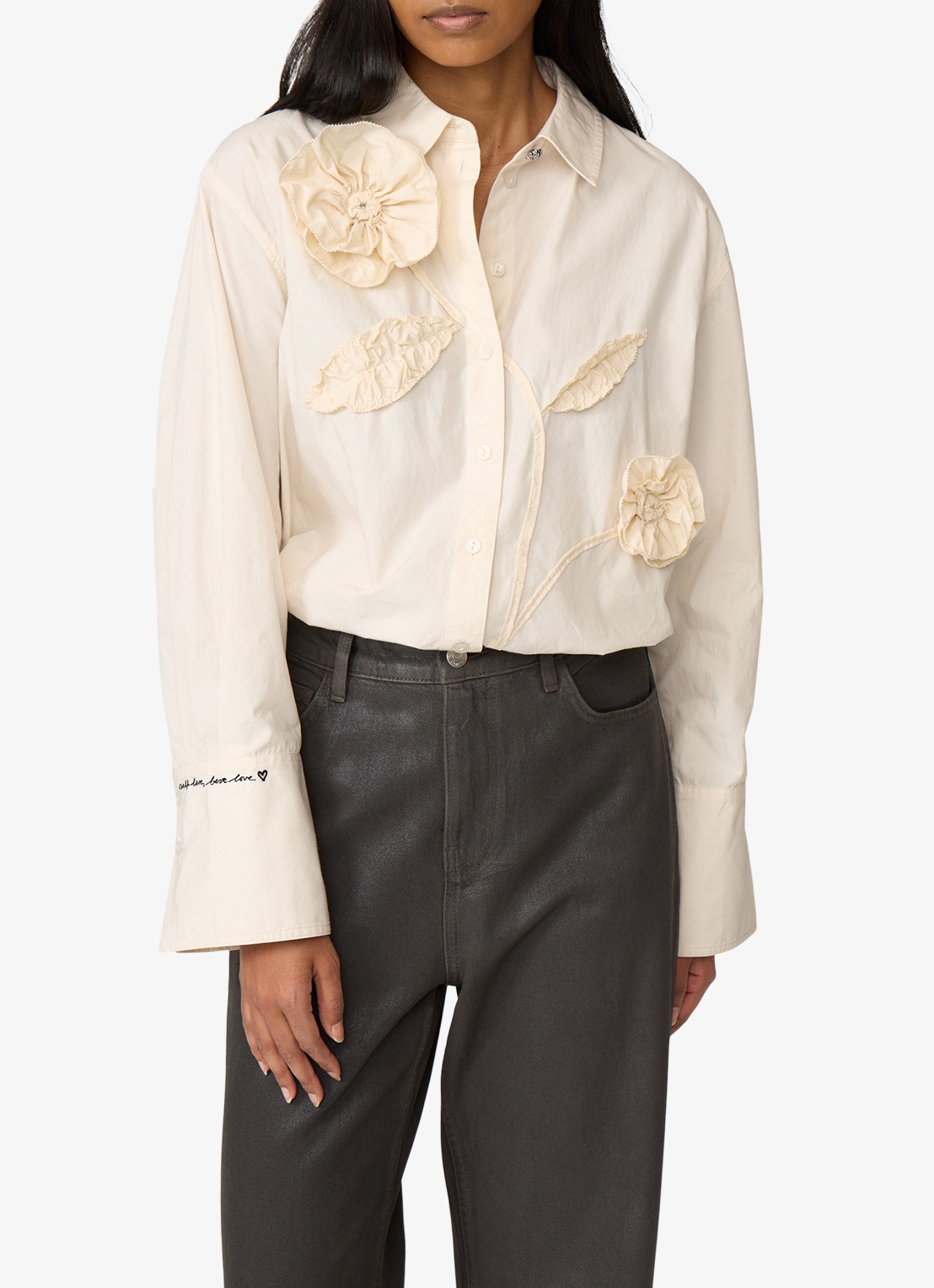Fabienne Chapot Alex blouse met applicatie - detail 2 gebroken wit