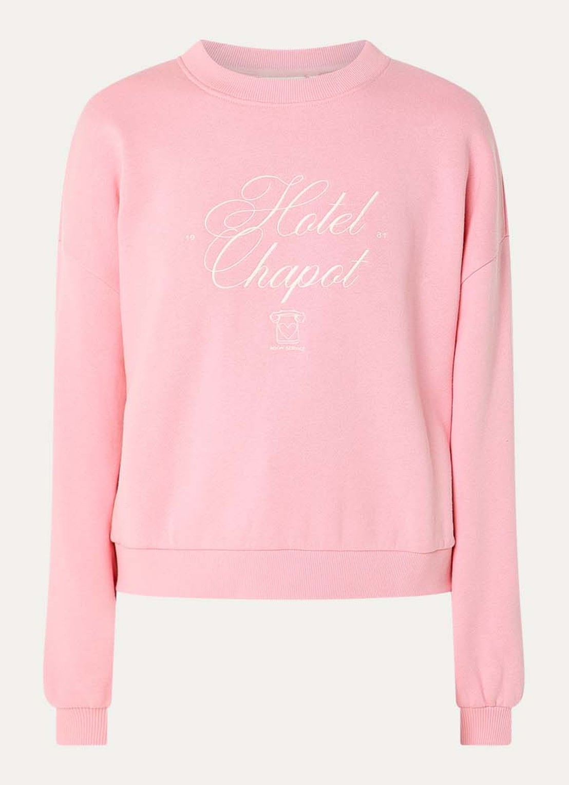 Fabienne Chapot Amy sweater met logborduring - voorkant roze