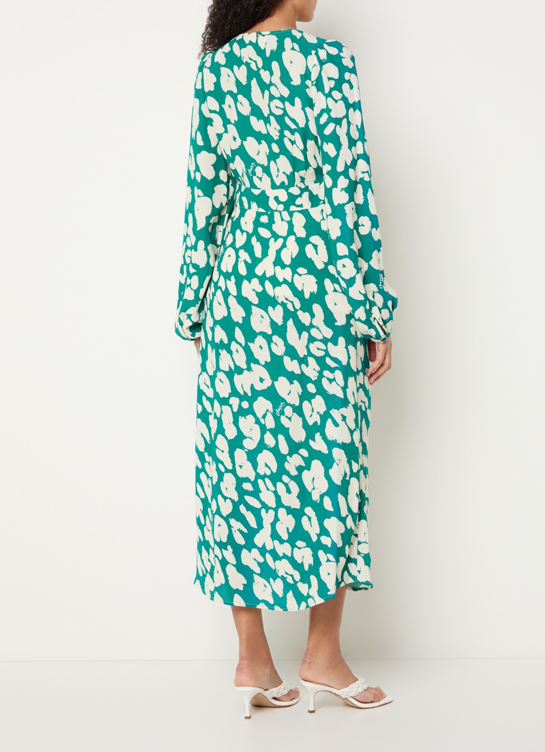 Fabienne Chapot Ana midi blousejurk met print - achterkant groen