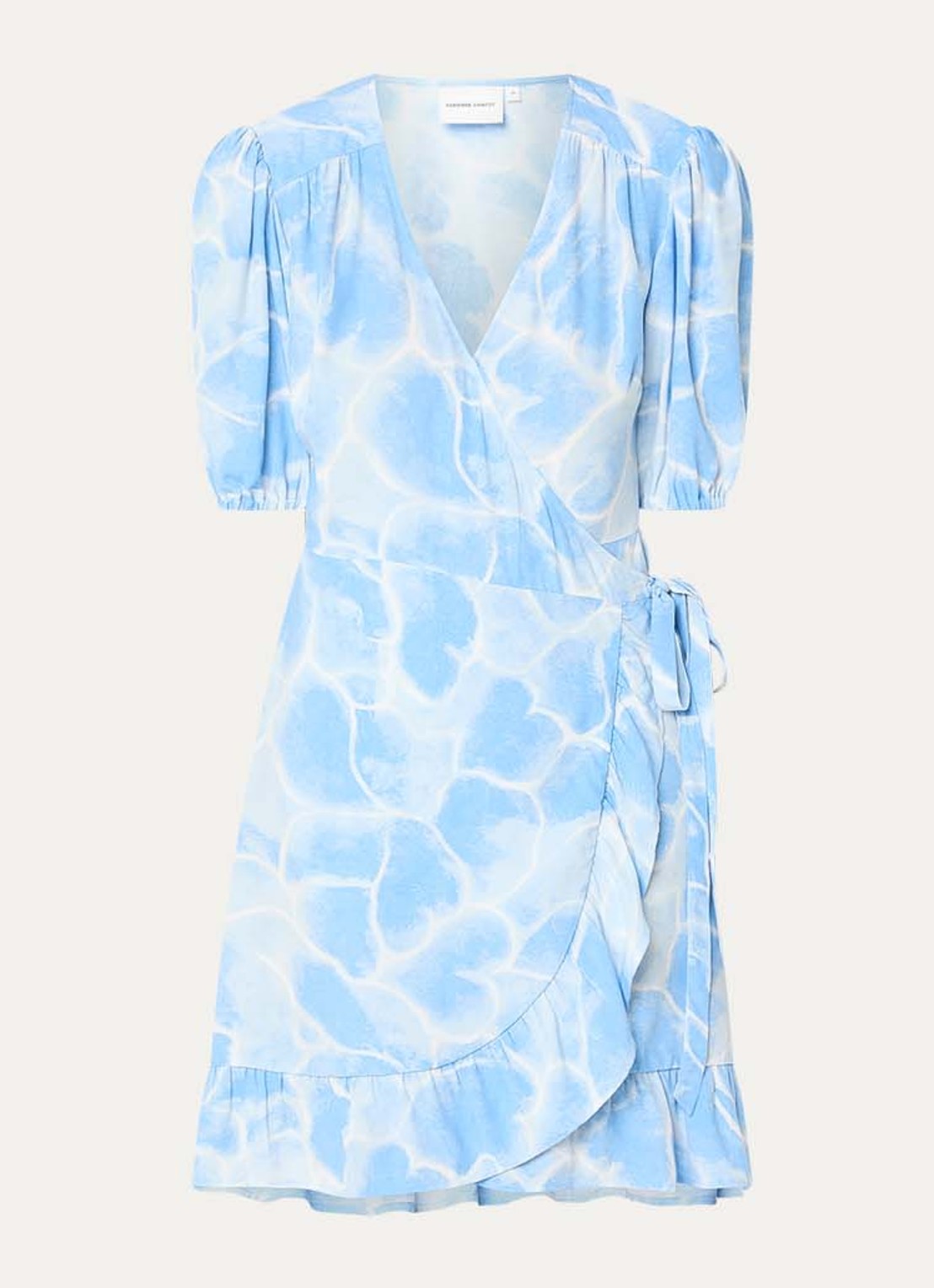 Fabienne Chapot Ariel mini tuniekjurk met print en strikceintuur - voorkant 2 lichtblauw