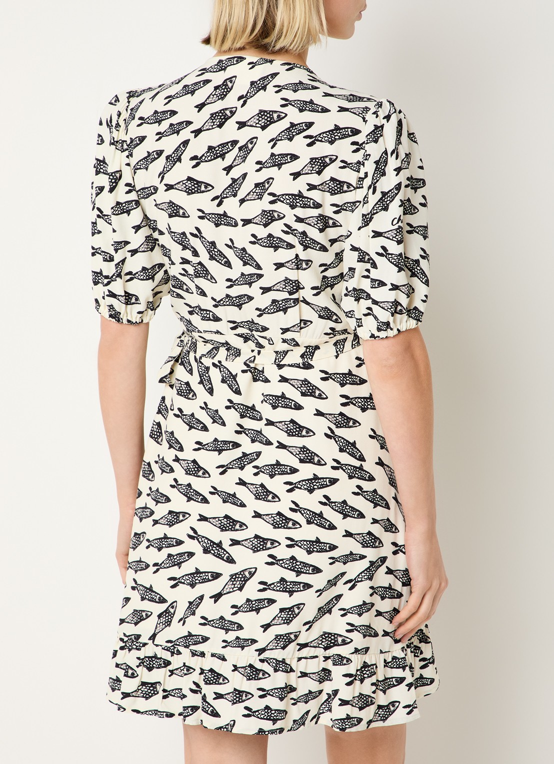 Fabienne Chapot Ariel mini wikkeljurk met print - achterkant 4 gebroken wit