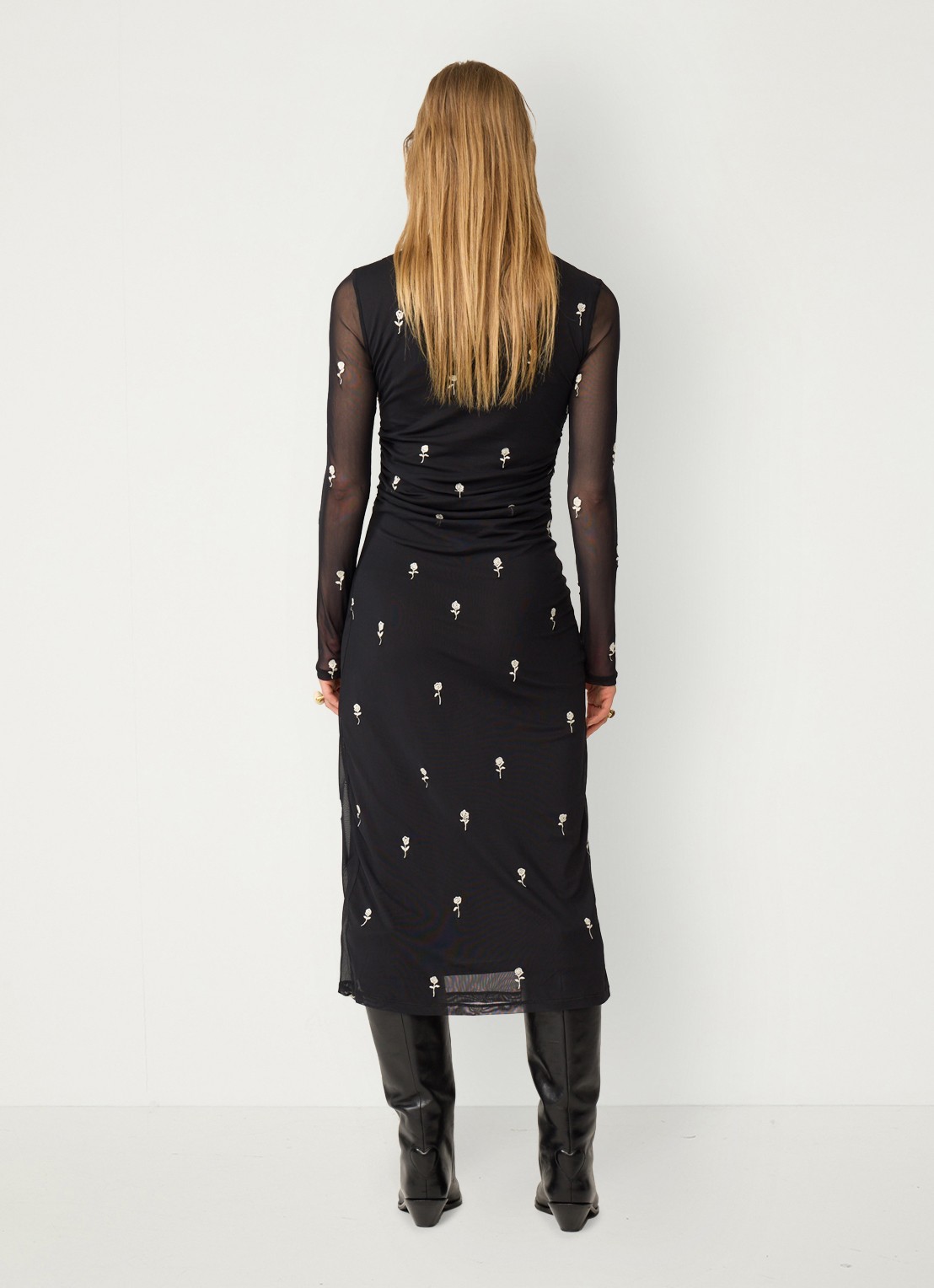 Fabienne Chapot Ashley midi jurk met borduring - achterkant zwart