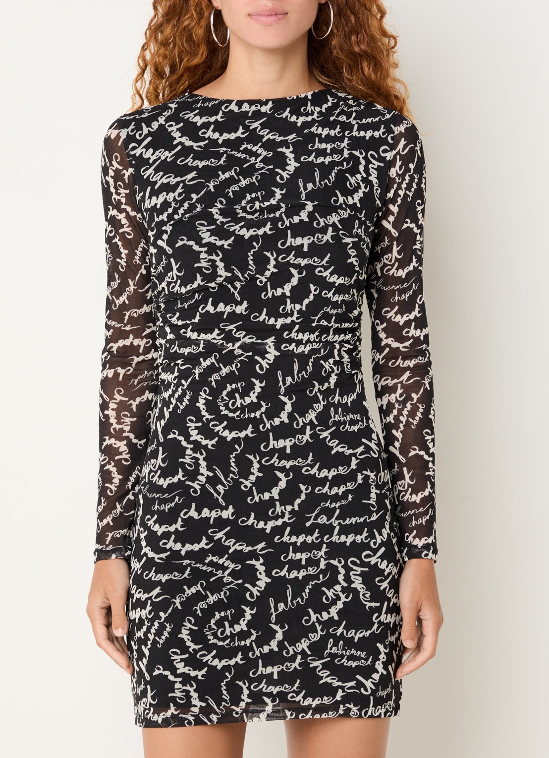 Fabienne Chapot Ashley mini jurk van mesh met logoprint - detail 4 zwart