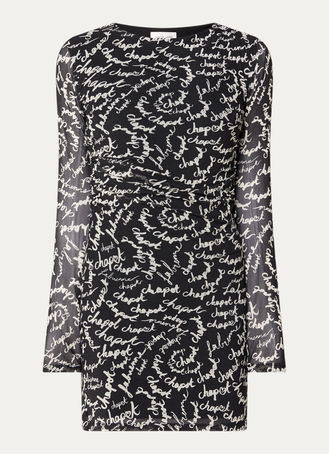 Fabienne Chapot Ashley mini jurk van mesh met logoprint - voorkant 2 zwart