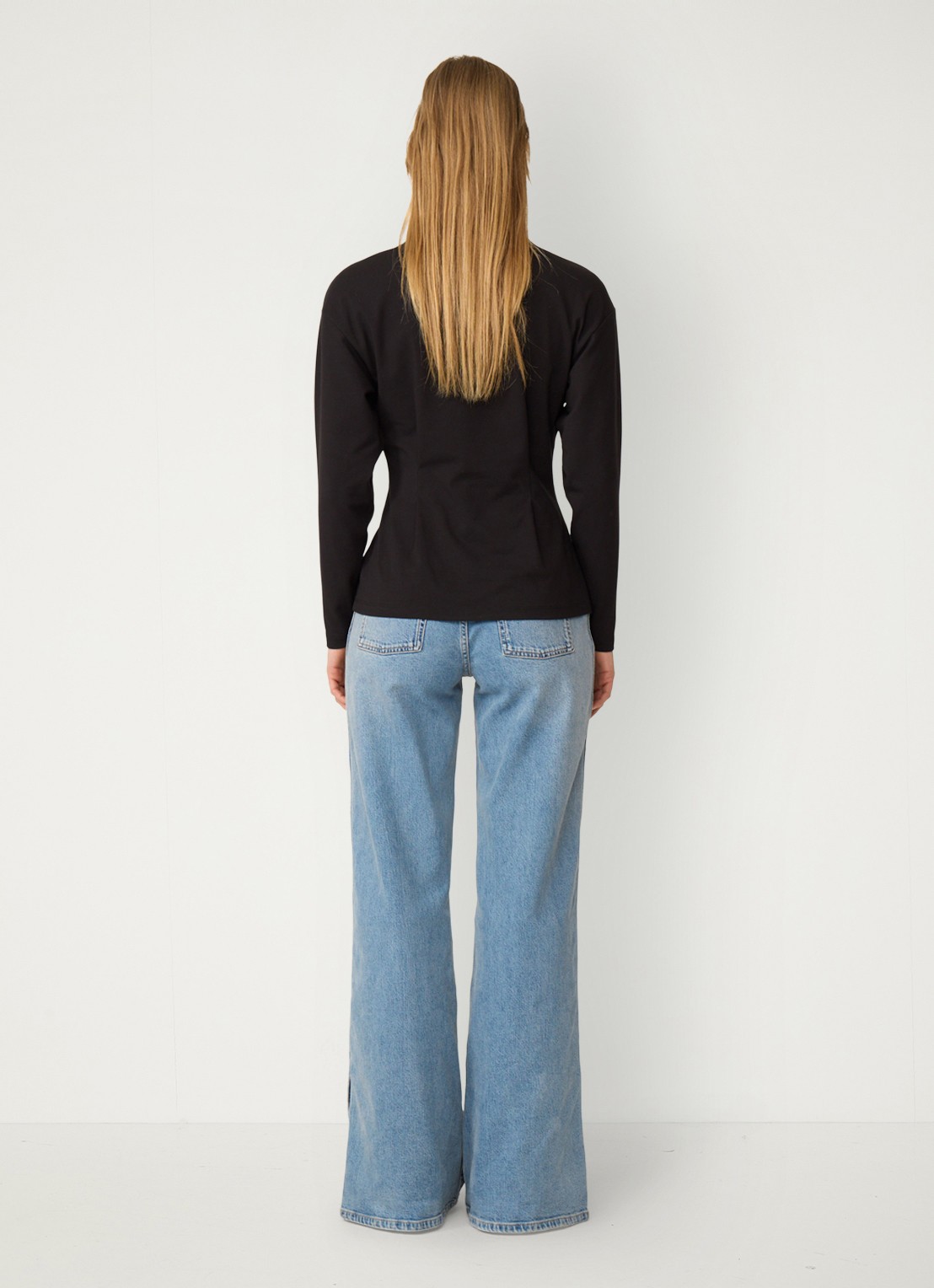 Fabienne Chapot Asta longsleeve met plooidetail - achterkant 5 zwart