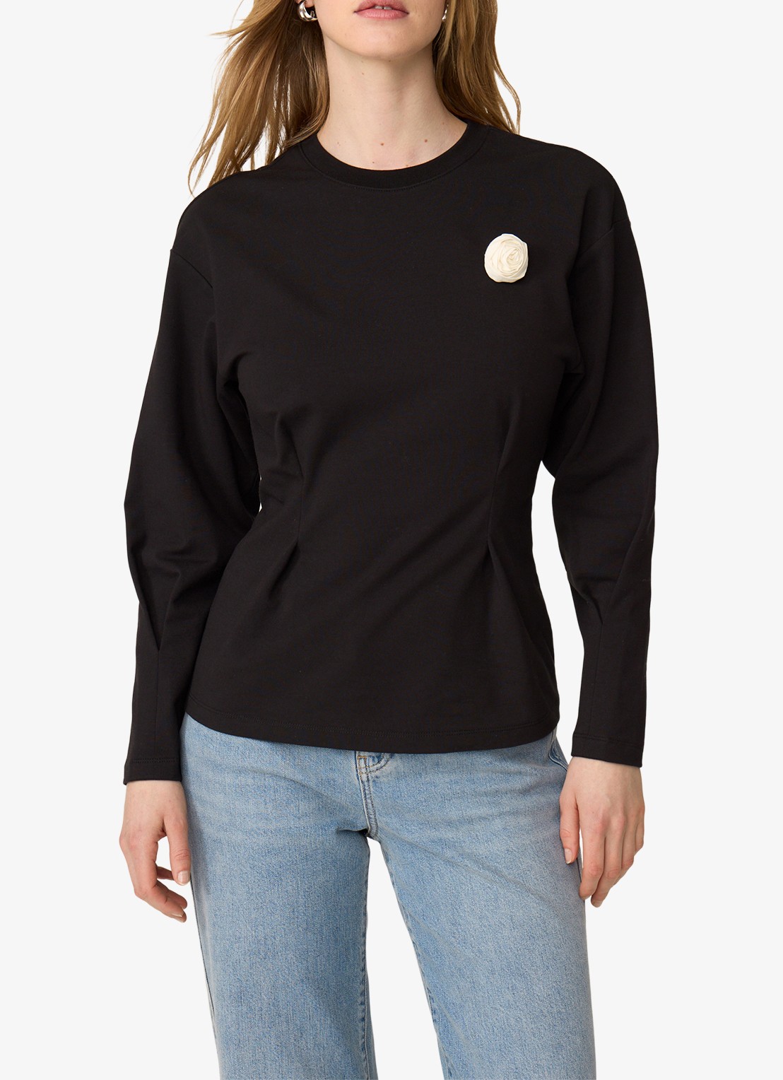 Fabienne Chapot Asta longsleeve met plooidetail - detail zwart