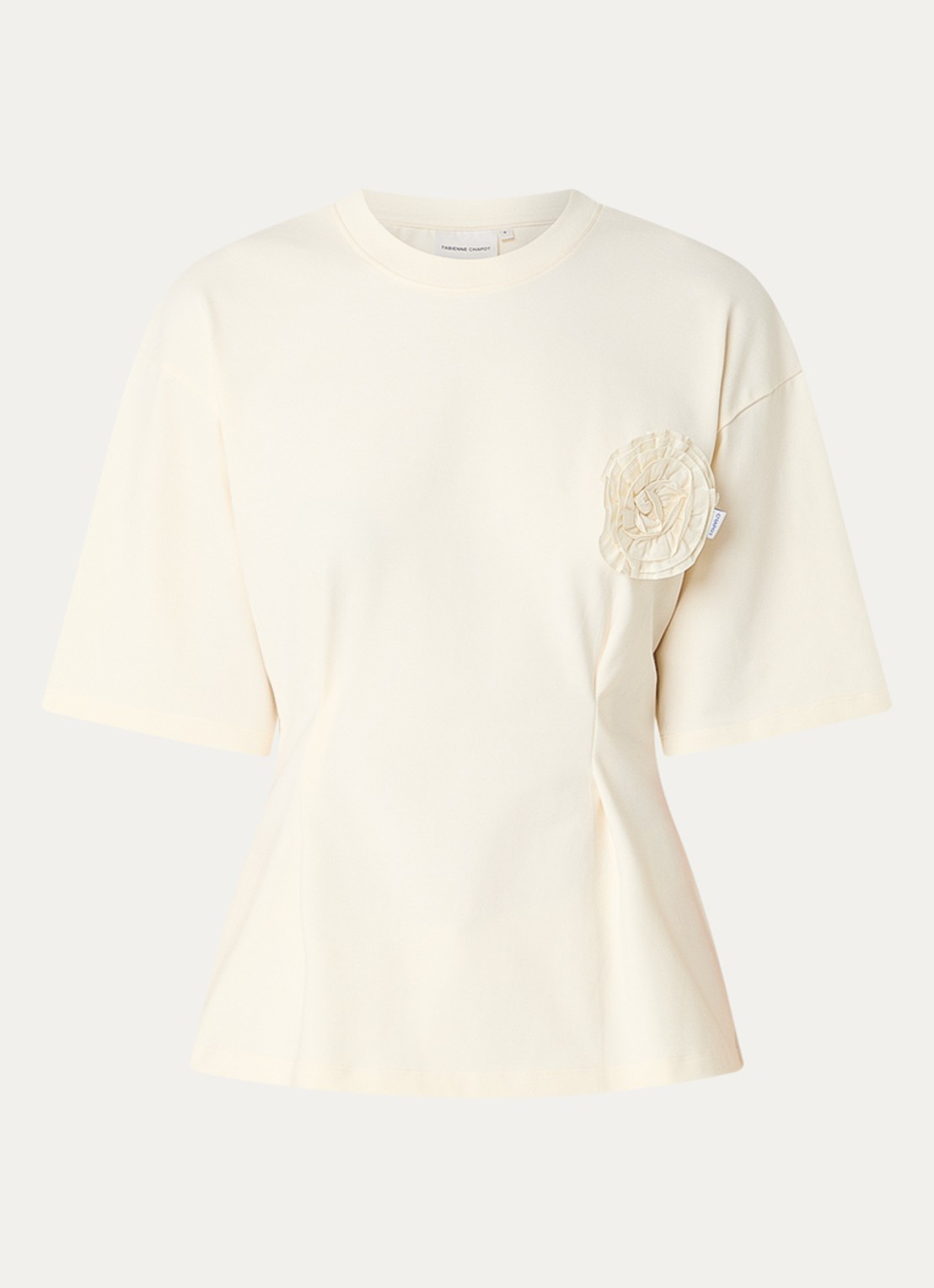 Fabienne Chapot Asta T-shirt met applicatie - voorkant 3 gebroken wit