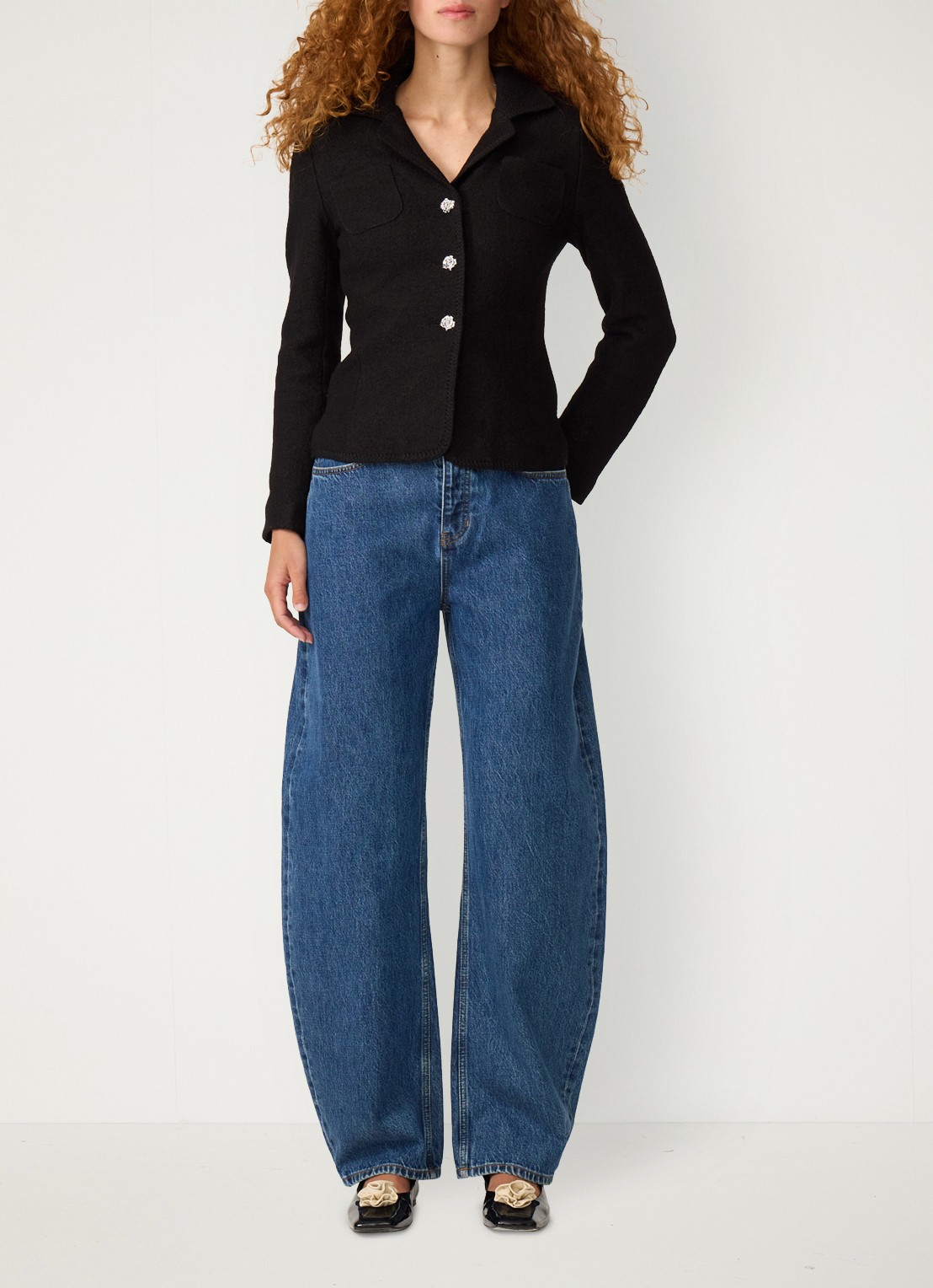 Fabienne Chapot Baby getailleerde blazer in wolblend - voorkant 3 zwart