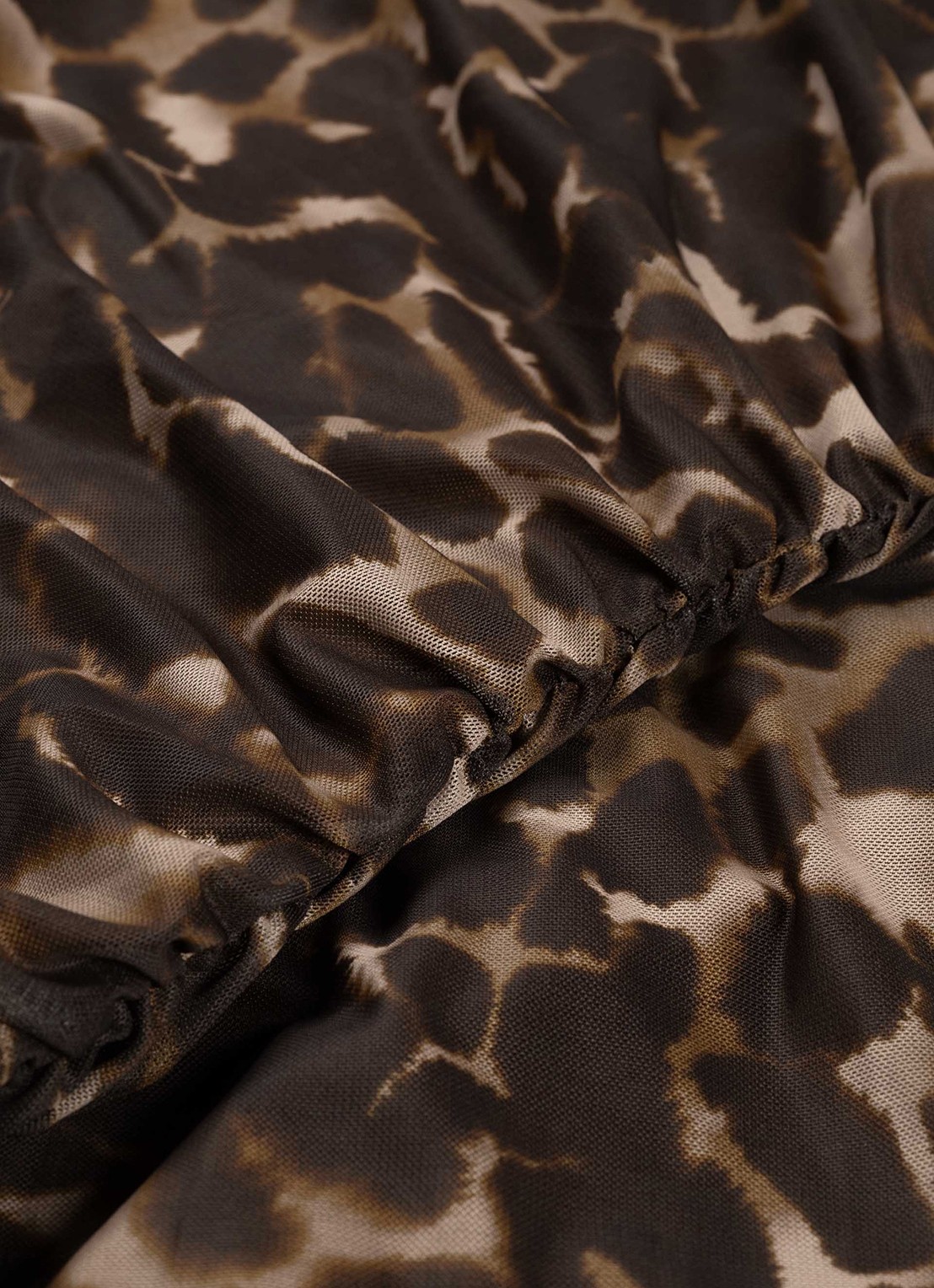Fabienne Chapot Bello midi jurk met dierenprint en mesh - detail 5 bruin