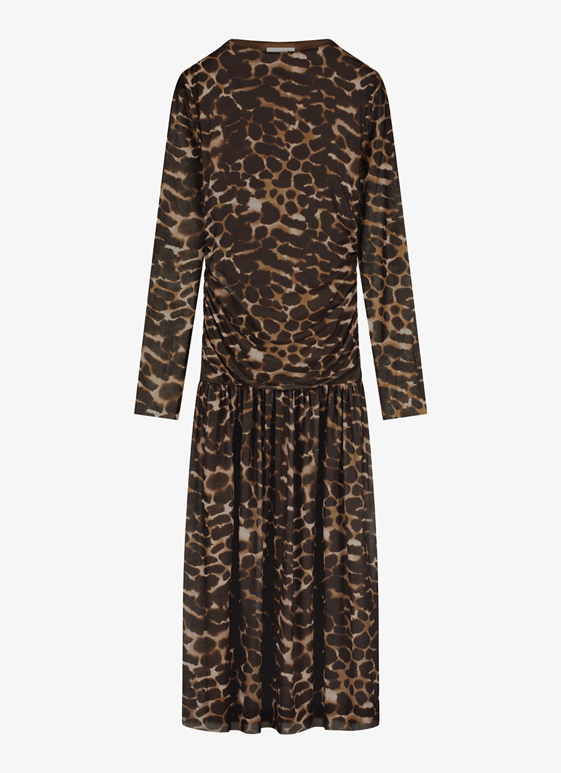 Fabienne Chapot Bello midi jurk met dierenprint en mesh - voorkant bruin
